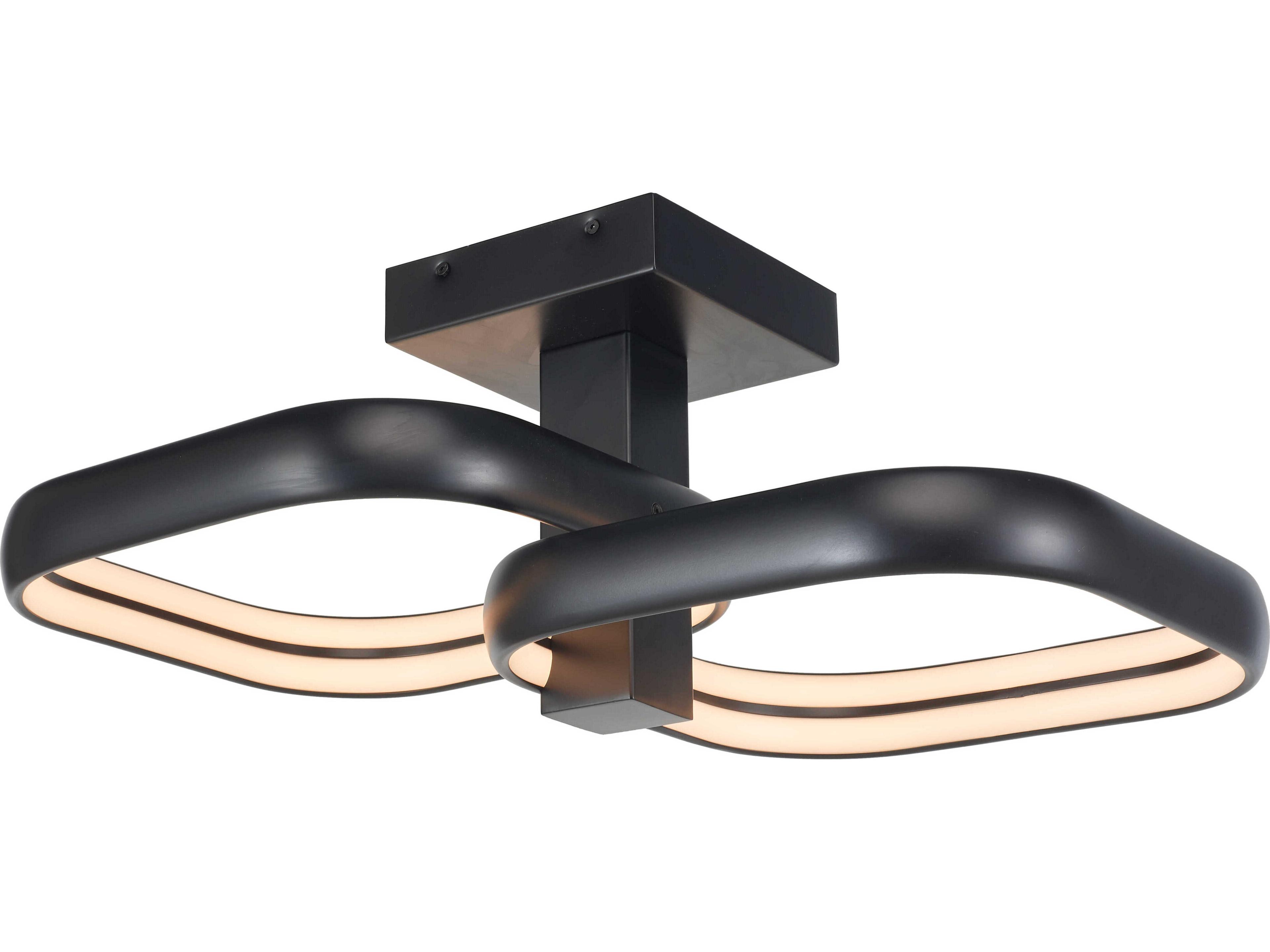 Abra Rave 2-Light Matte Black Semi Flush Mount