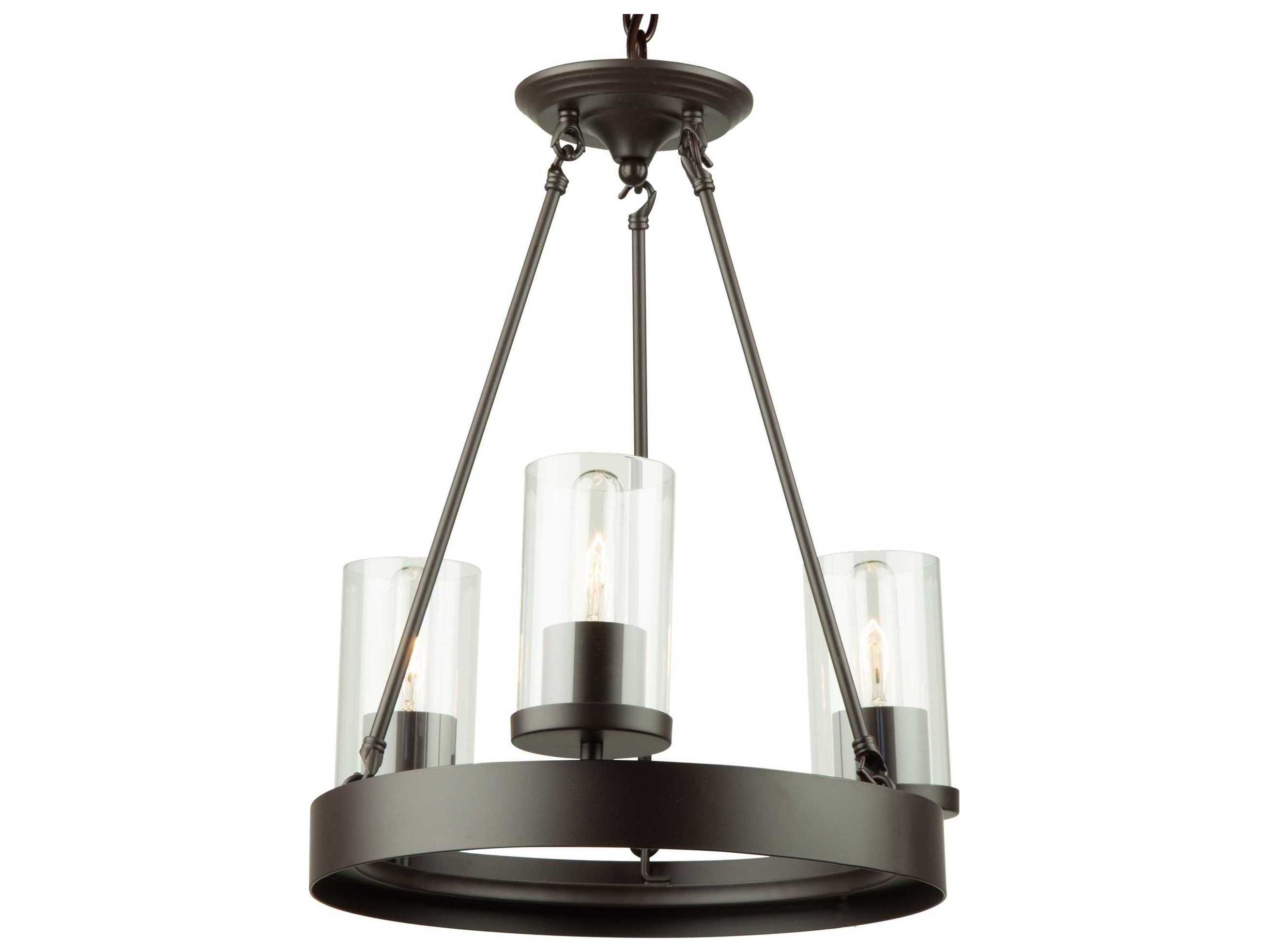 Artcraft Melno Park 3-Light Oil Rubbed Bronze Glass Cylinder Chandelier