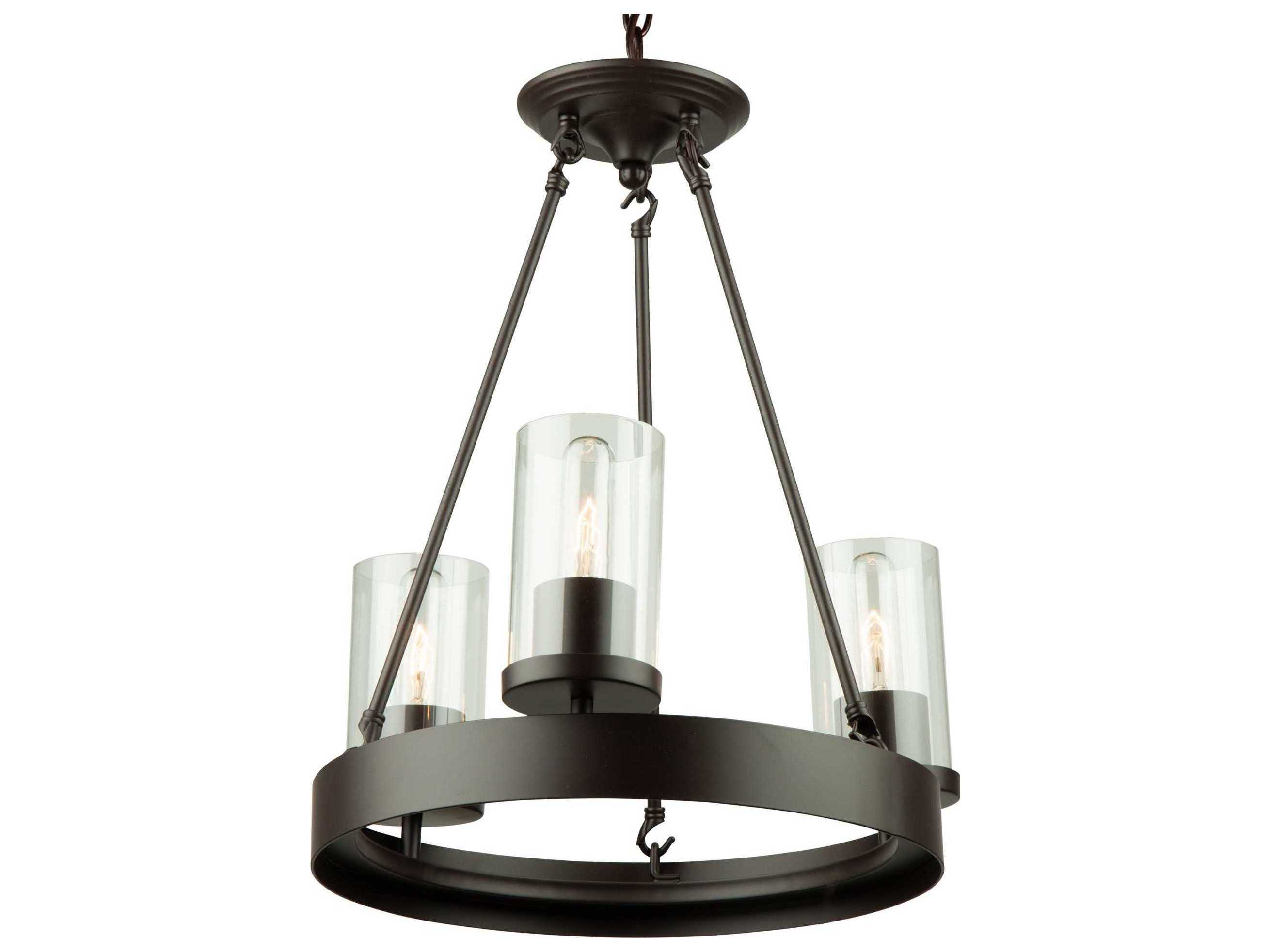 Artcraft Melno Park 3-Light Oil Rubbed Bronze Glass Cylinder Chandelier