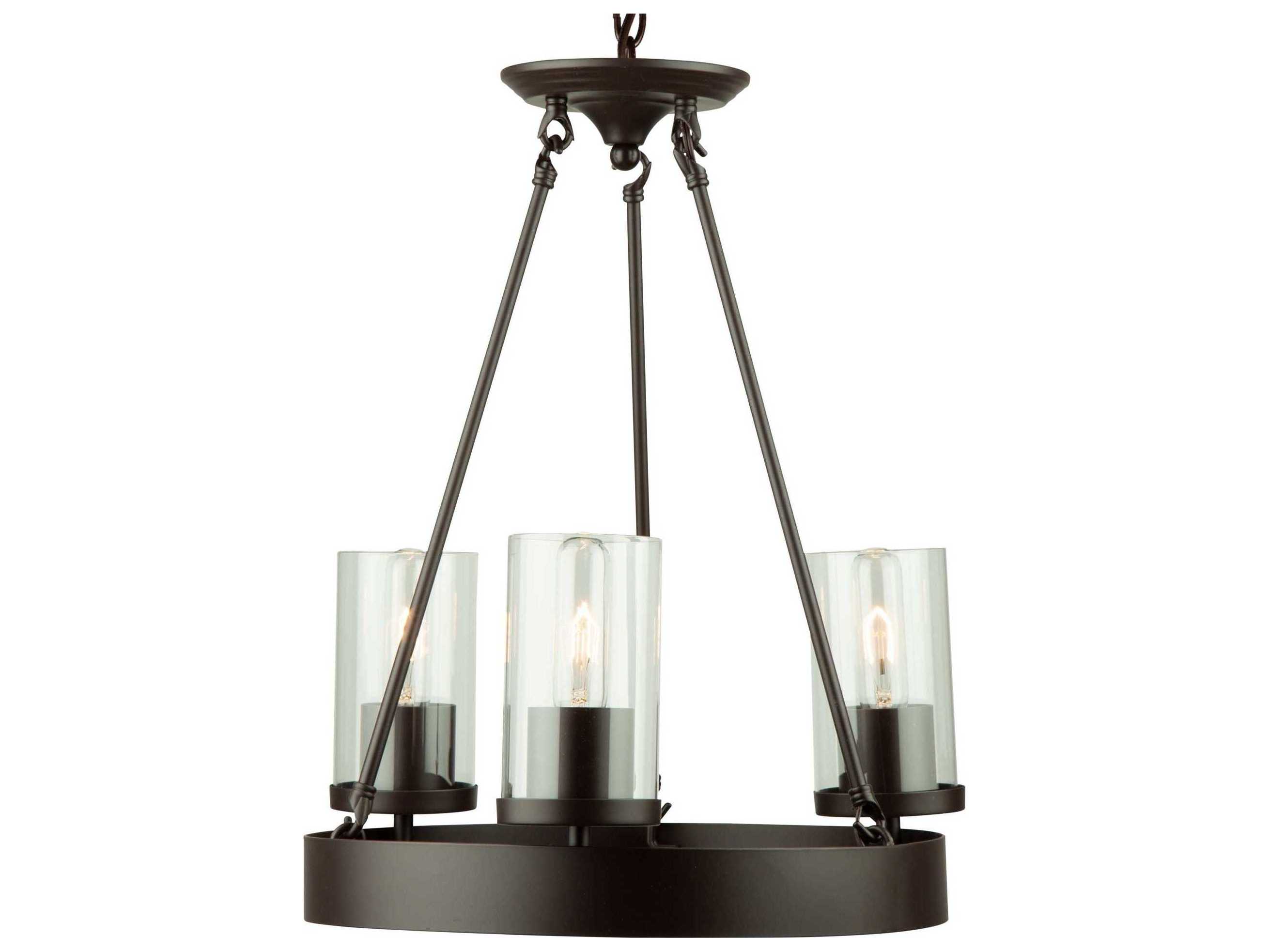 Artcraft Melno Park 3-Light Oil Rubbed Bronze Glass Cylinder Chandelier