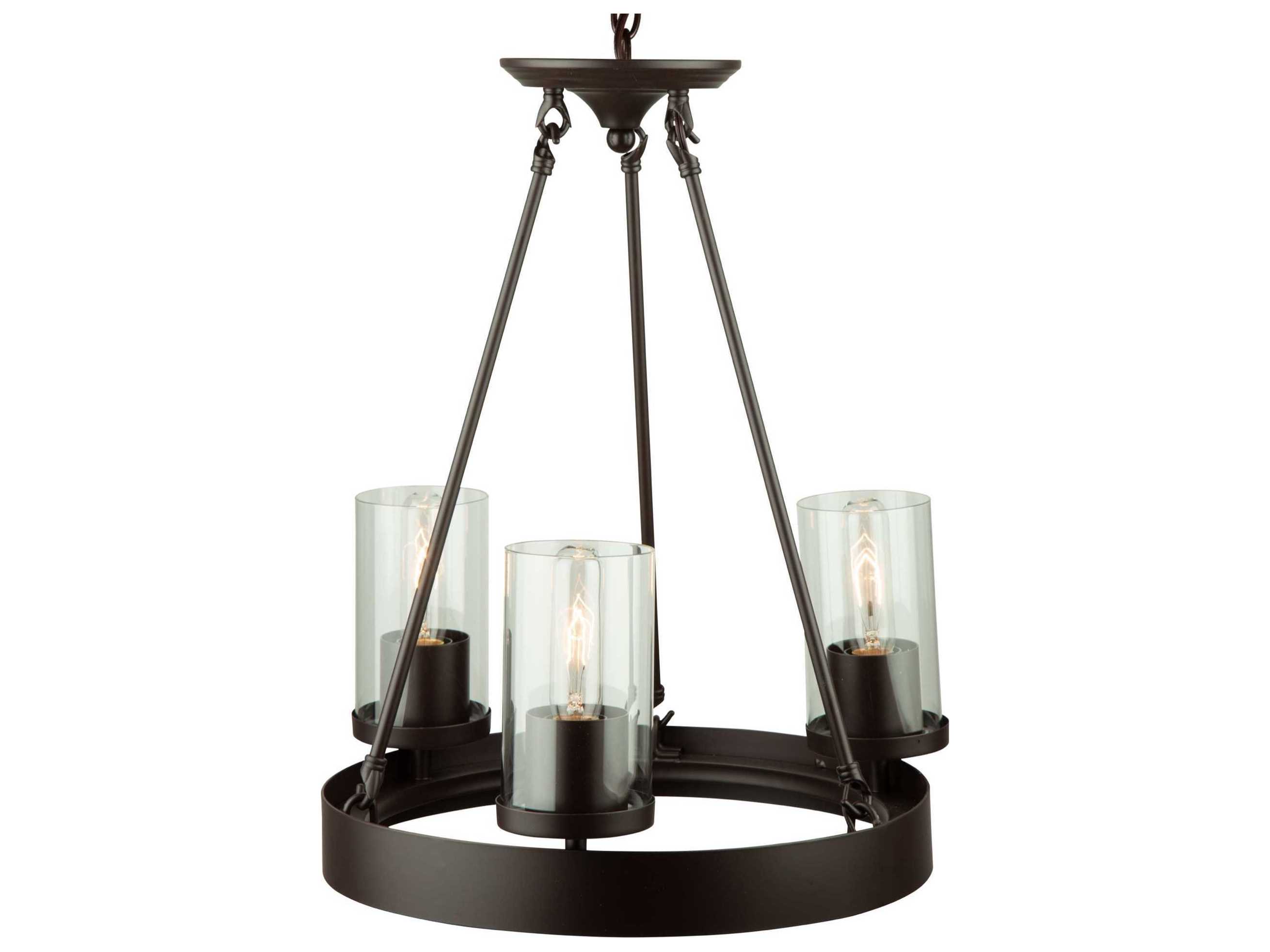 Artcraft Melno Park 3-Light Oil Rubbed Bronze Glass Cylinder Chandelier