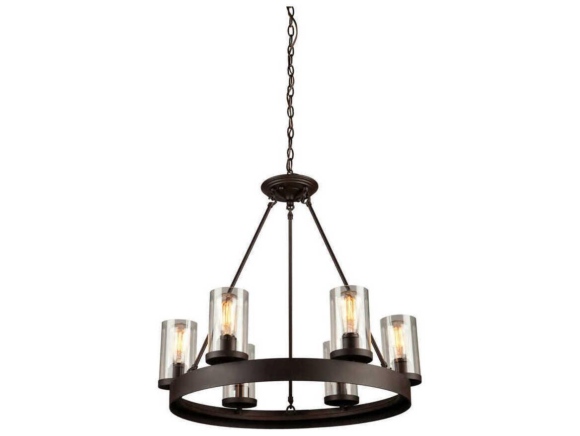 Artcraft Melno Park 6-Light Oil Rubbed Bronze Glass Cylinder Chandelier