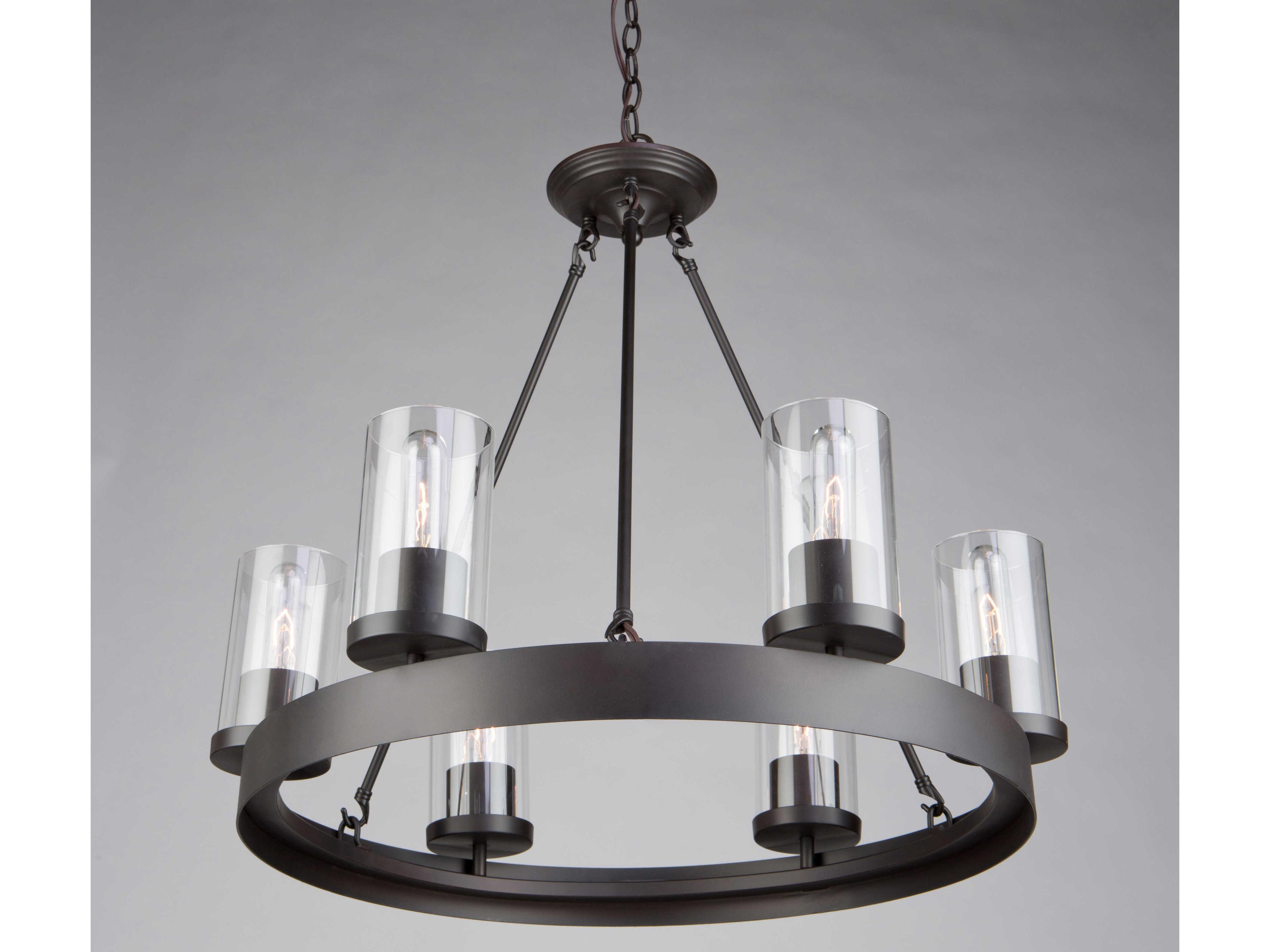 Artcraft Melno Park 6-Light Oil Rubbed Bronze Glass Cylinder Chandelier