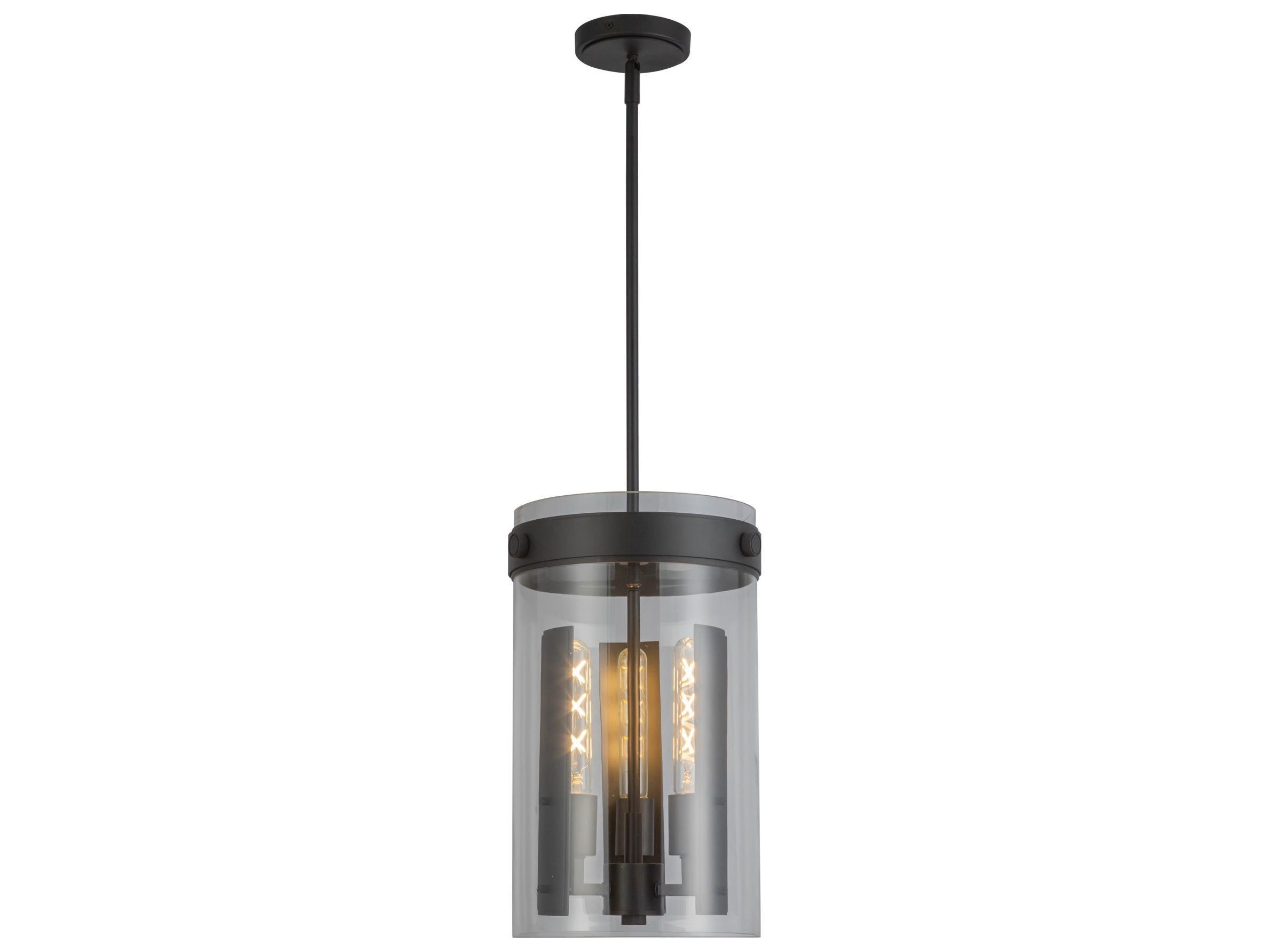 Artcraft Dahlia 3-Light Black Cylinder Mini Pendant