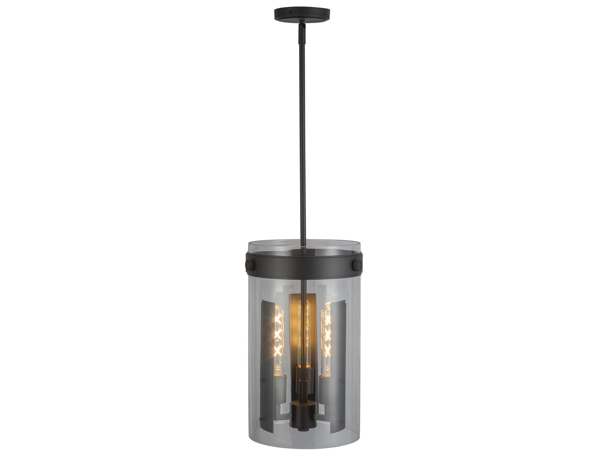 Artcraft Dahlia 3-Light Black Cylinder Mini Pendant
