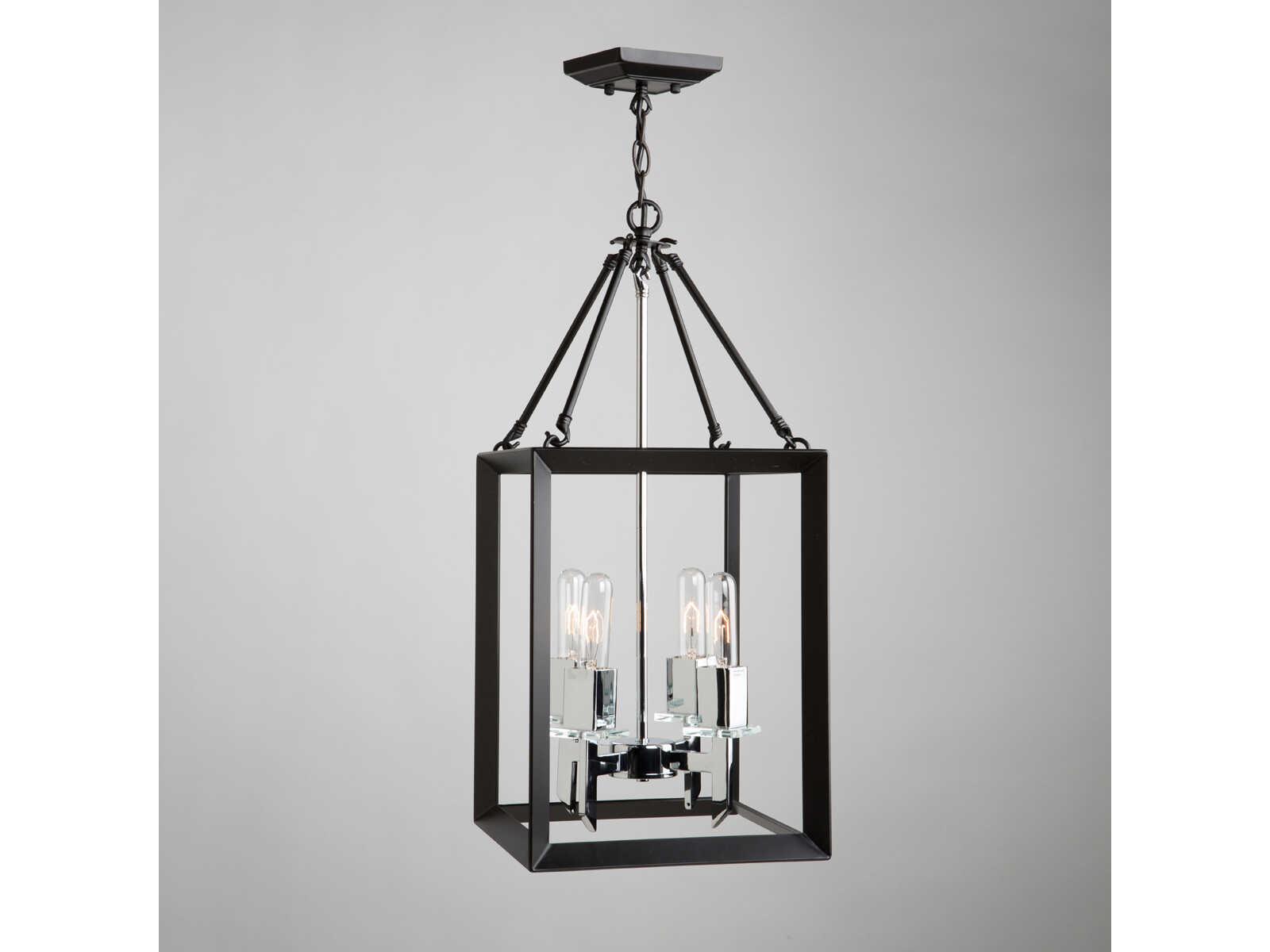 Artcraft Vineyard 4-Light Black Chrome LED Geometric Chandelier