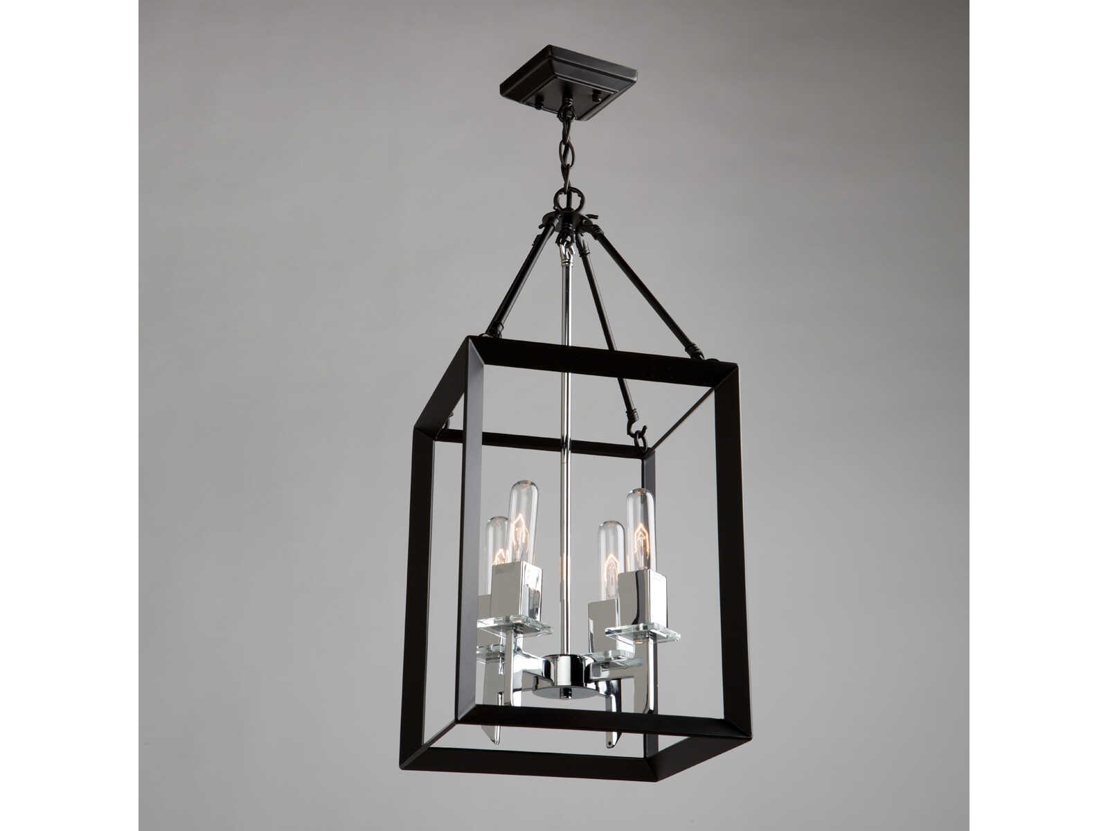 Artcraft Vineyard 4-Light Black Chrome LED Geometric Chandelier