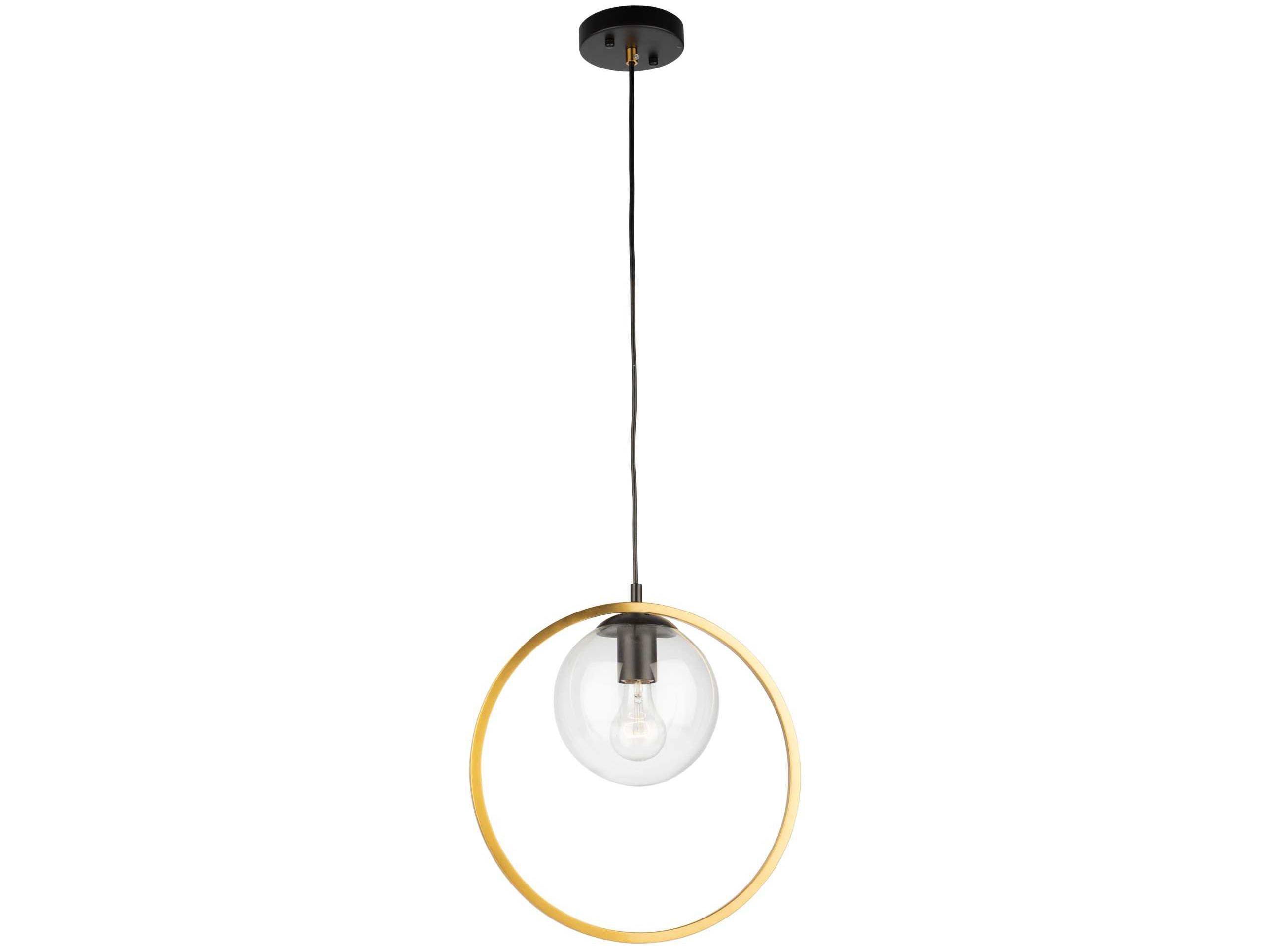 Artcraft Lugano 1-Light Black Vintage Brass Glass LED Globe Geometric Pendant