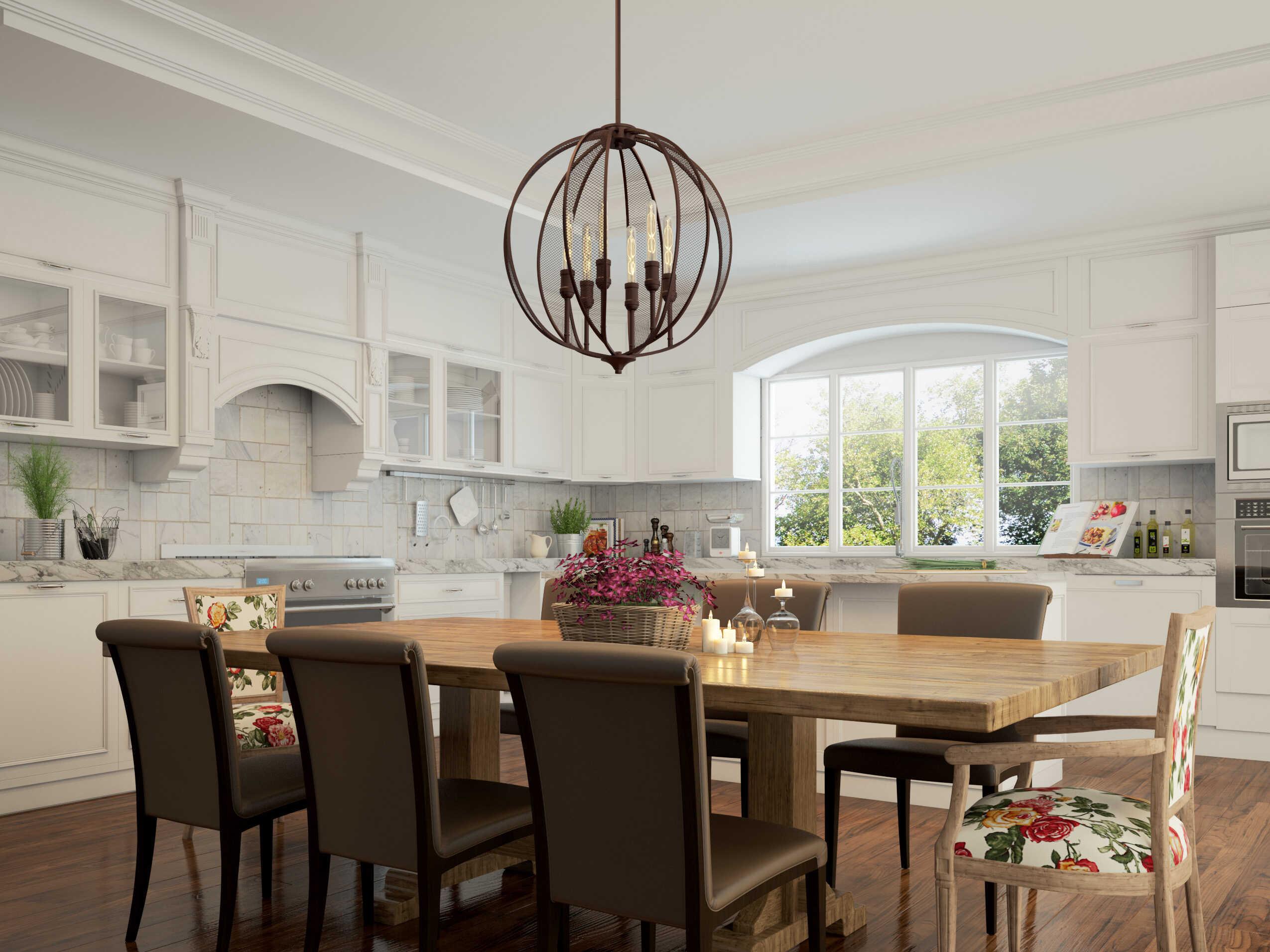 Artcraft Linden 6-Light Bronze LED Geometric Round Chandelier