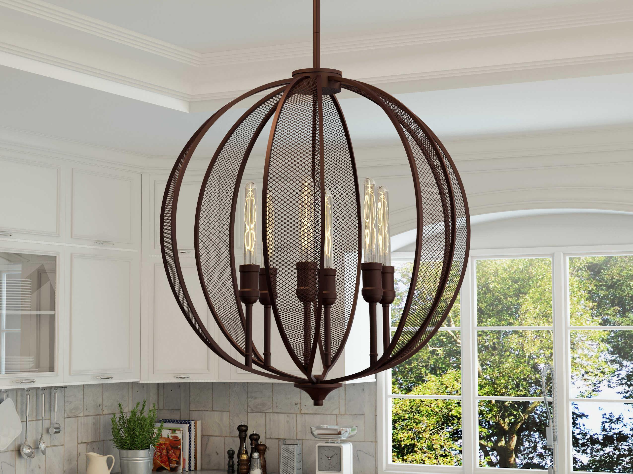 Artcraft Linden 6-Light Bronze LED Geometric Round Chandelier