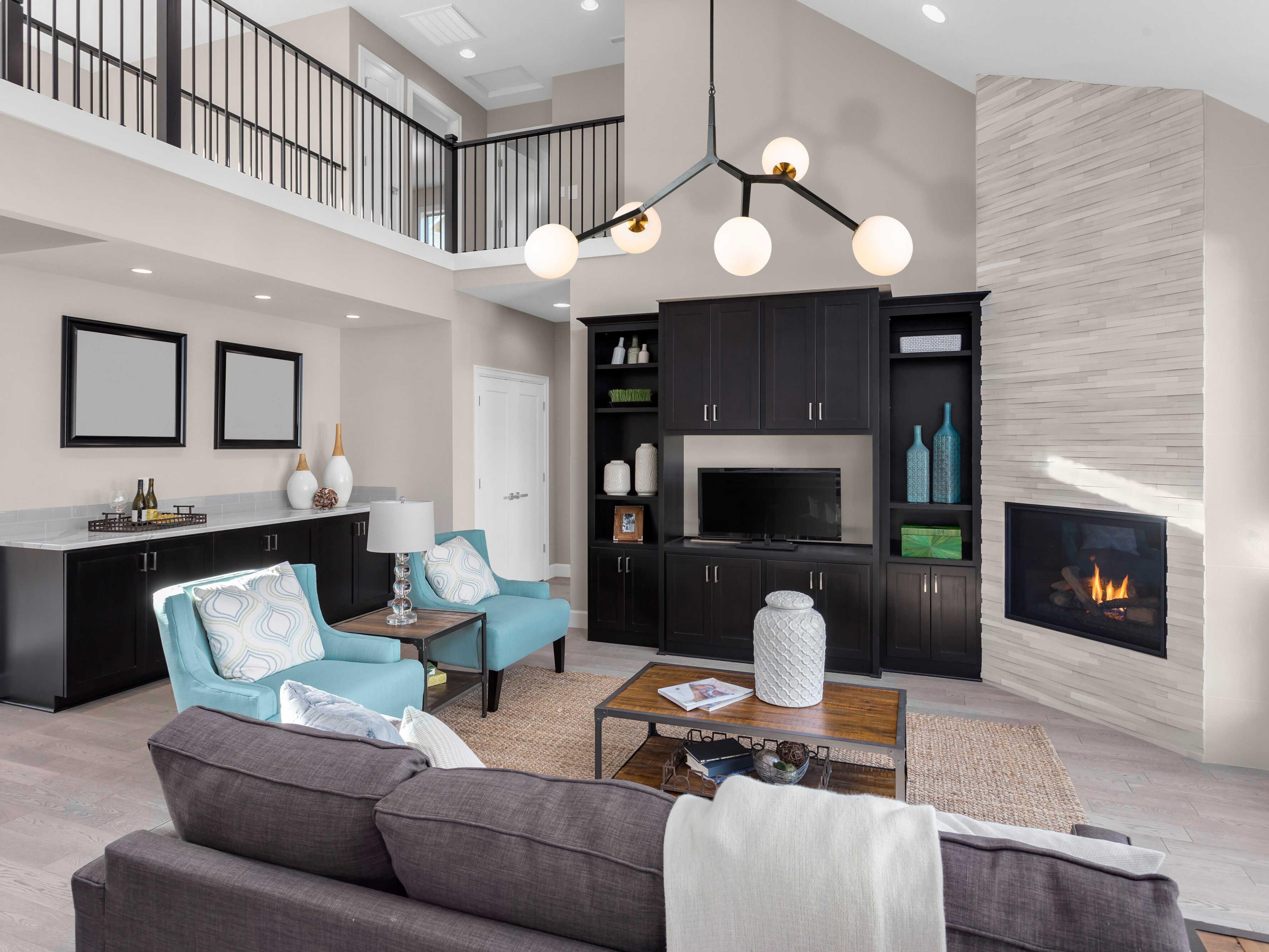 Artcraft Ravello 5-Light Black Harvest Brass Glass LED Globe Round Island Pendant