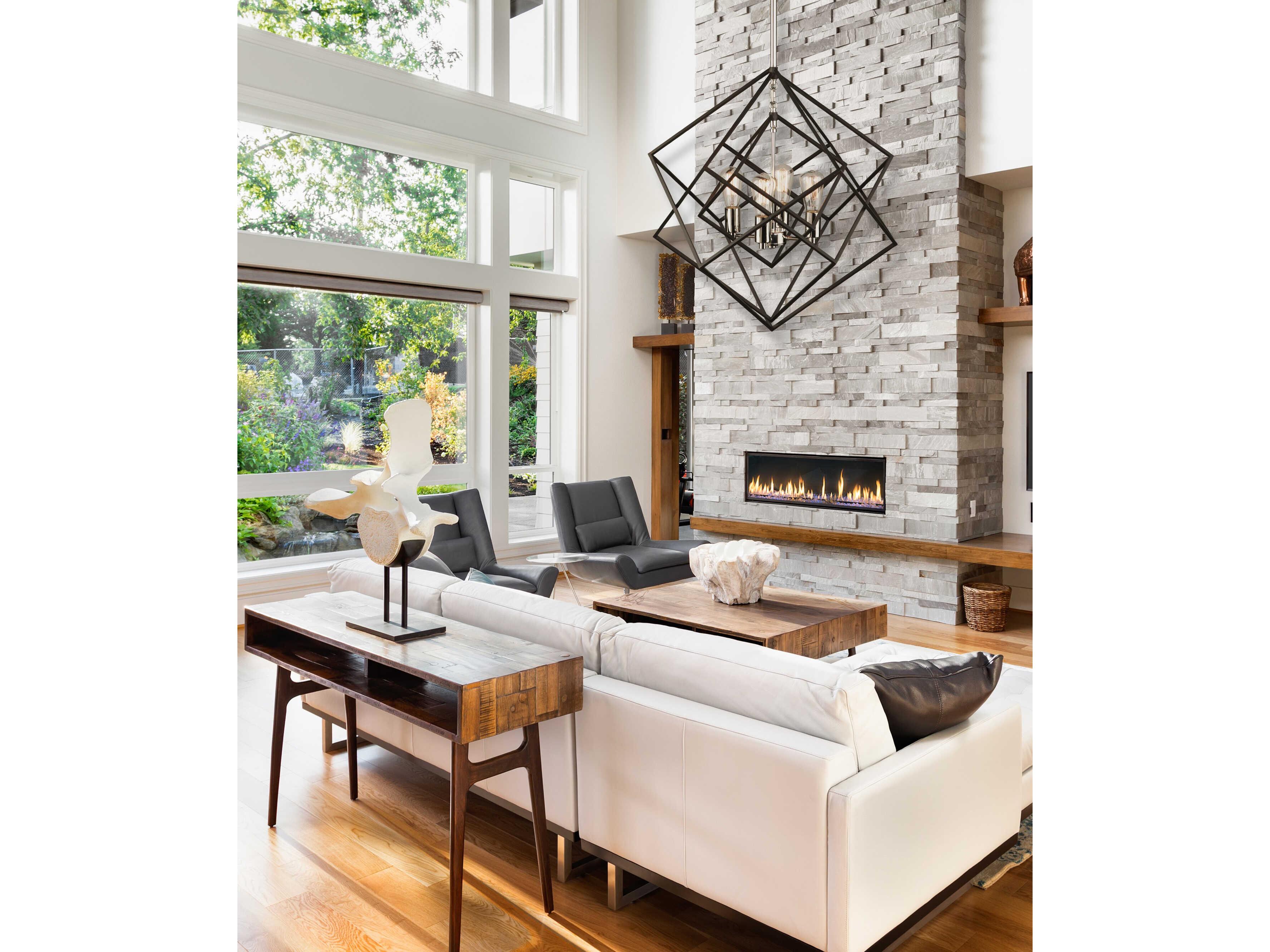 Artcraft Artistry 4-Light Matte Black Harvest Brass LED Geometric Chandelier