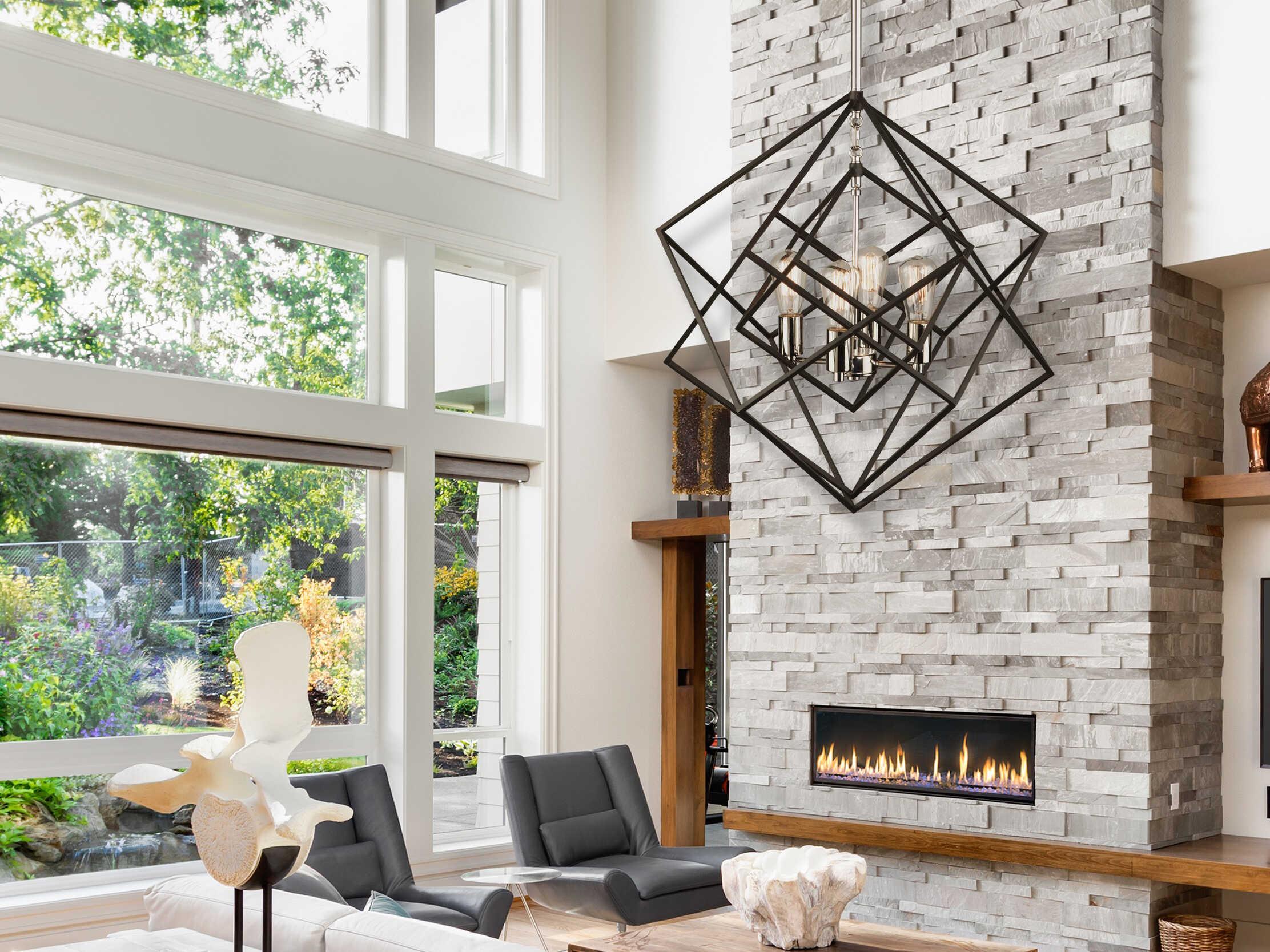 Artcraft Artistry 4-Light Polished Nickel LED Geometric Chandelier