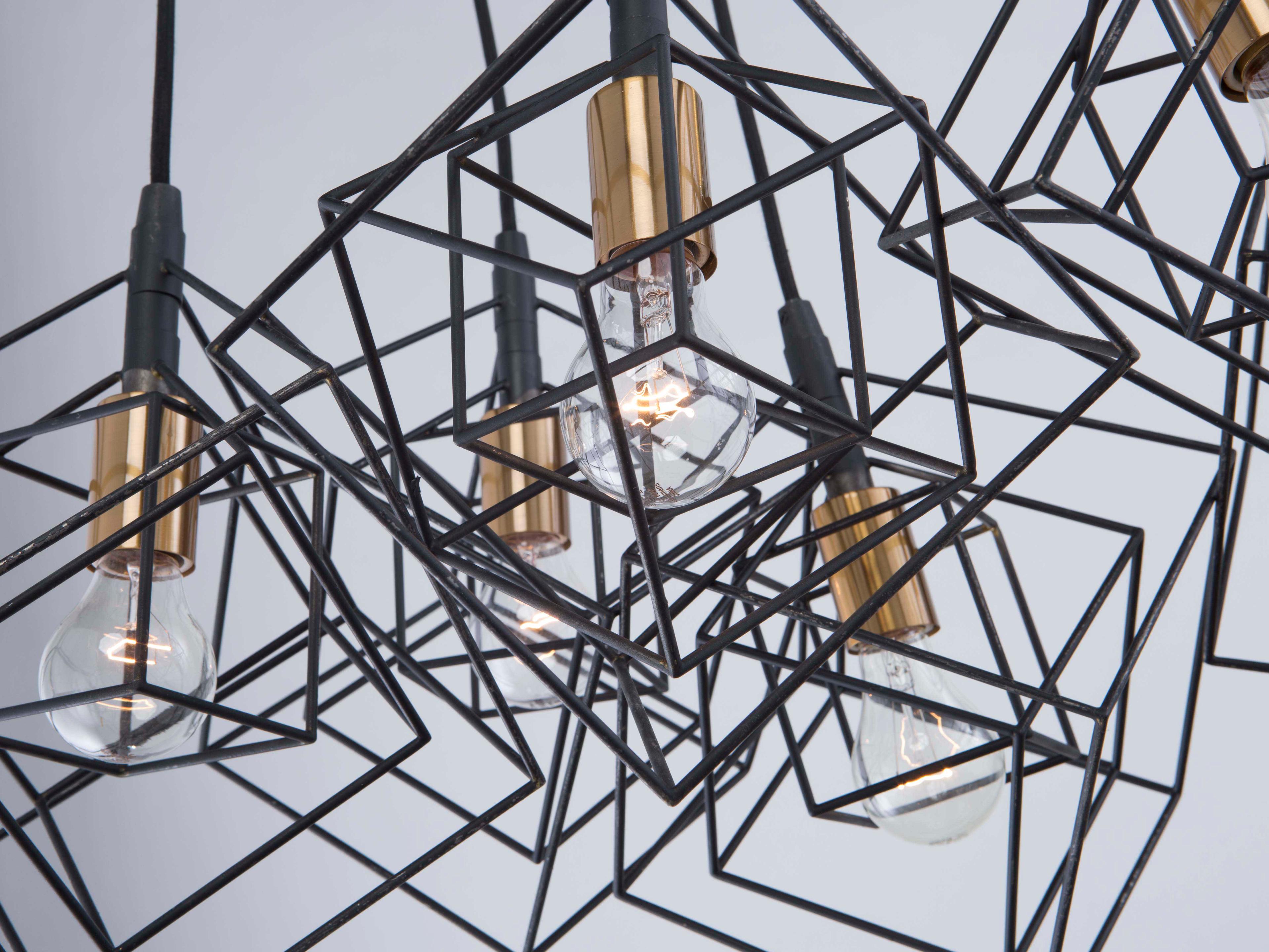 Artcraft Artistry 6-Light Matte Black Harvest Brass LED Geometric Pendant