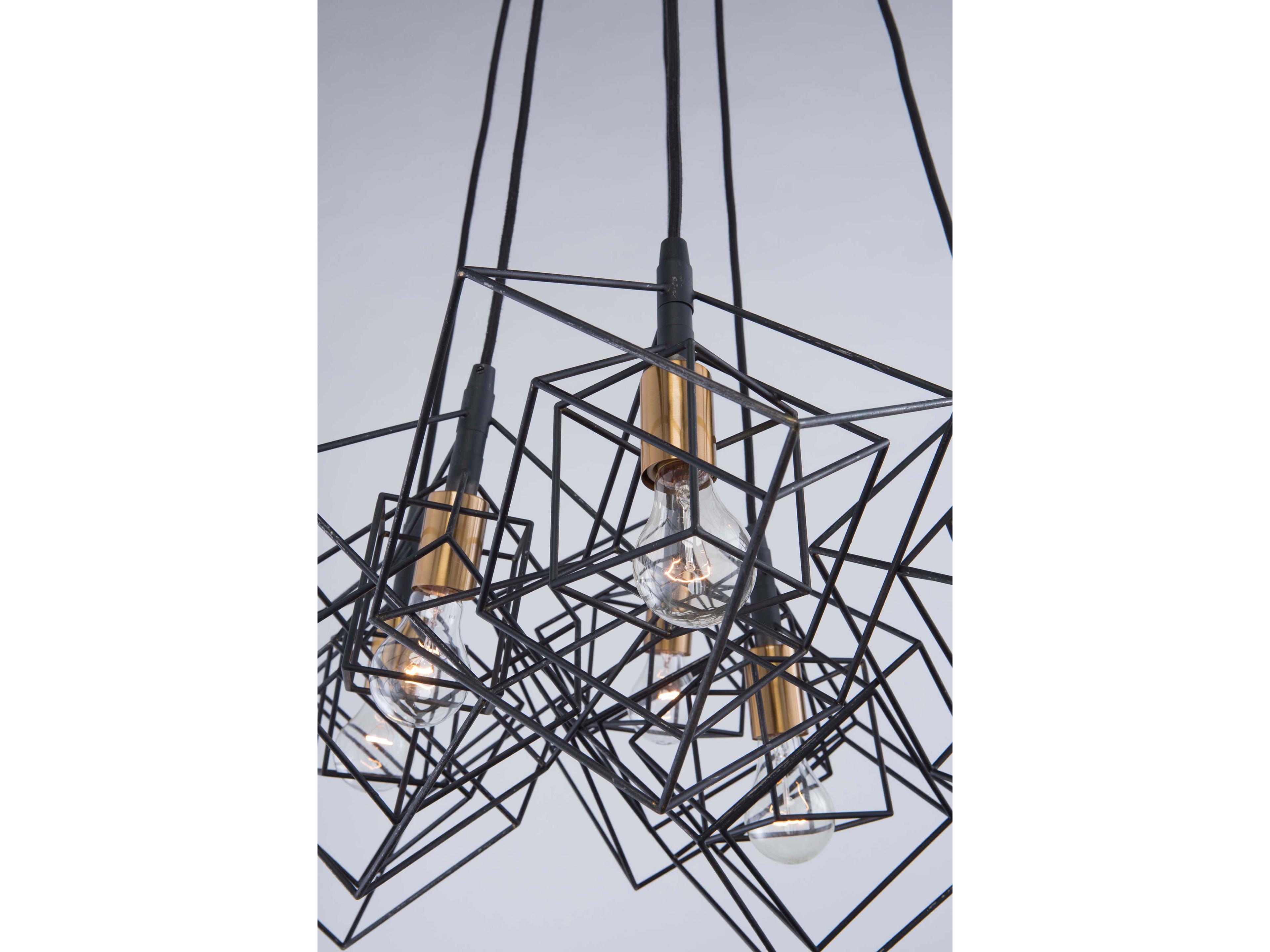 Artcraft Artistry 6-Light Matte Black Harvest Brass LED Geometric Pendant