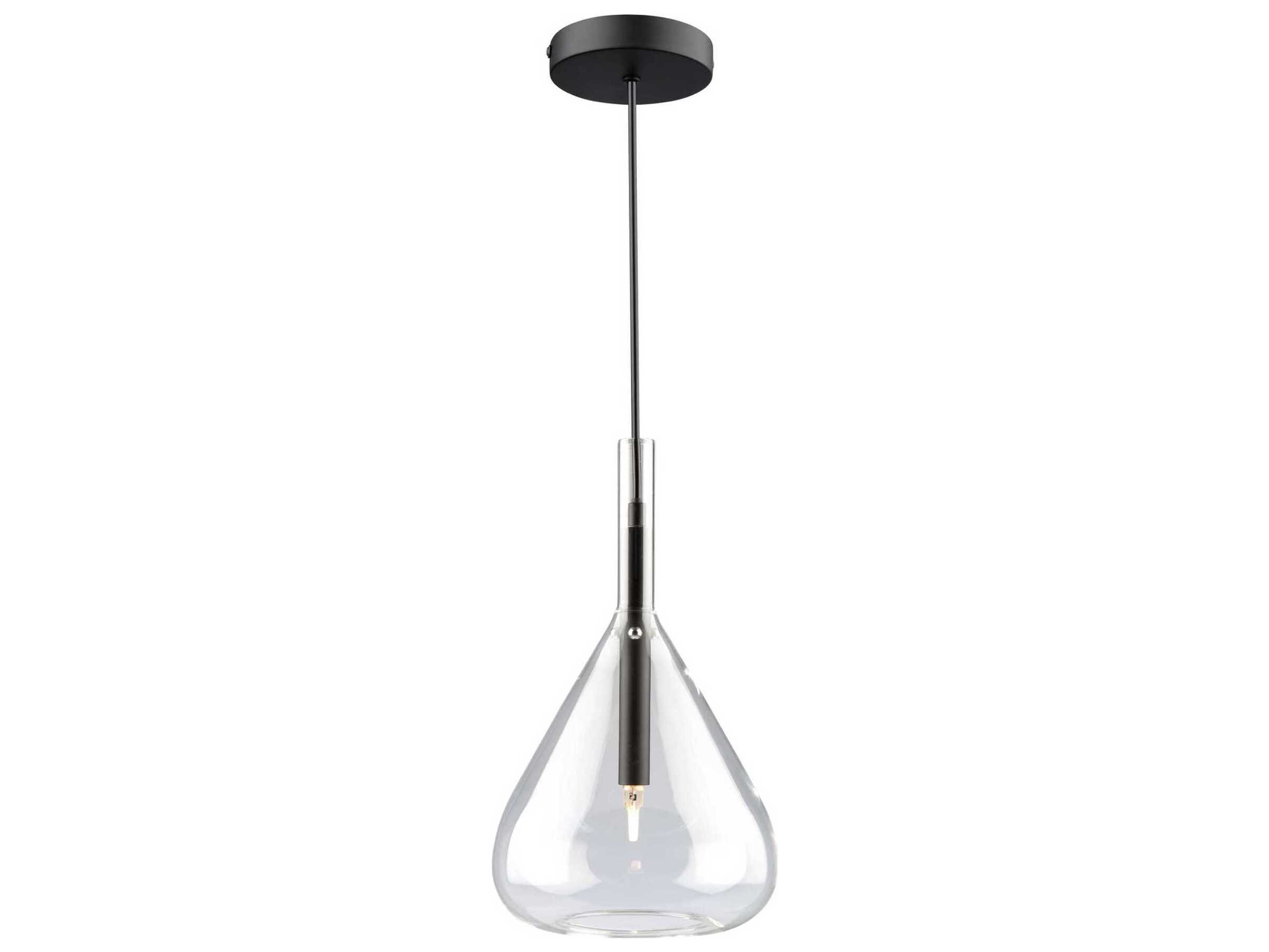Artcraft Conic 1-Light Black Glass Mini Pendant