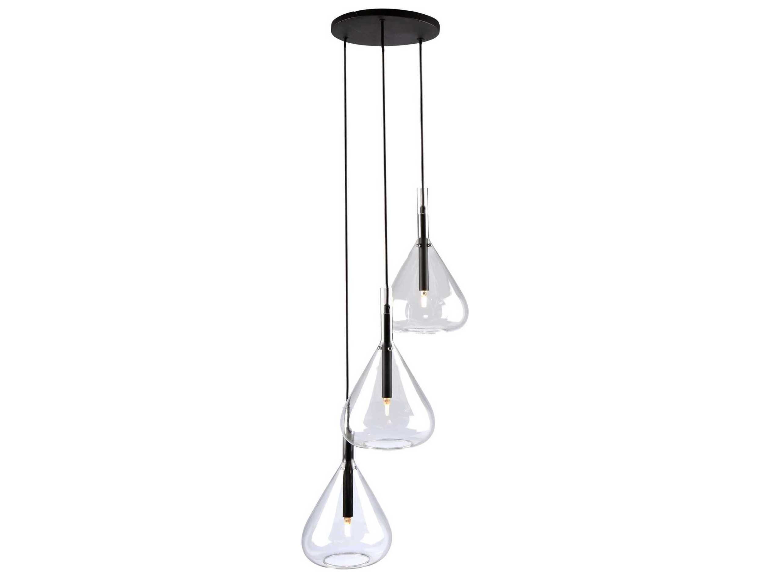 Artcraft Conic 3-Light Black Glass Pendant