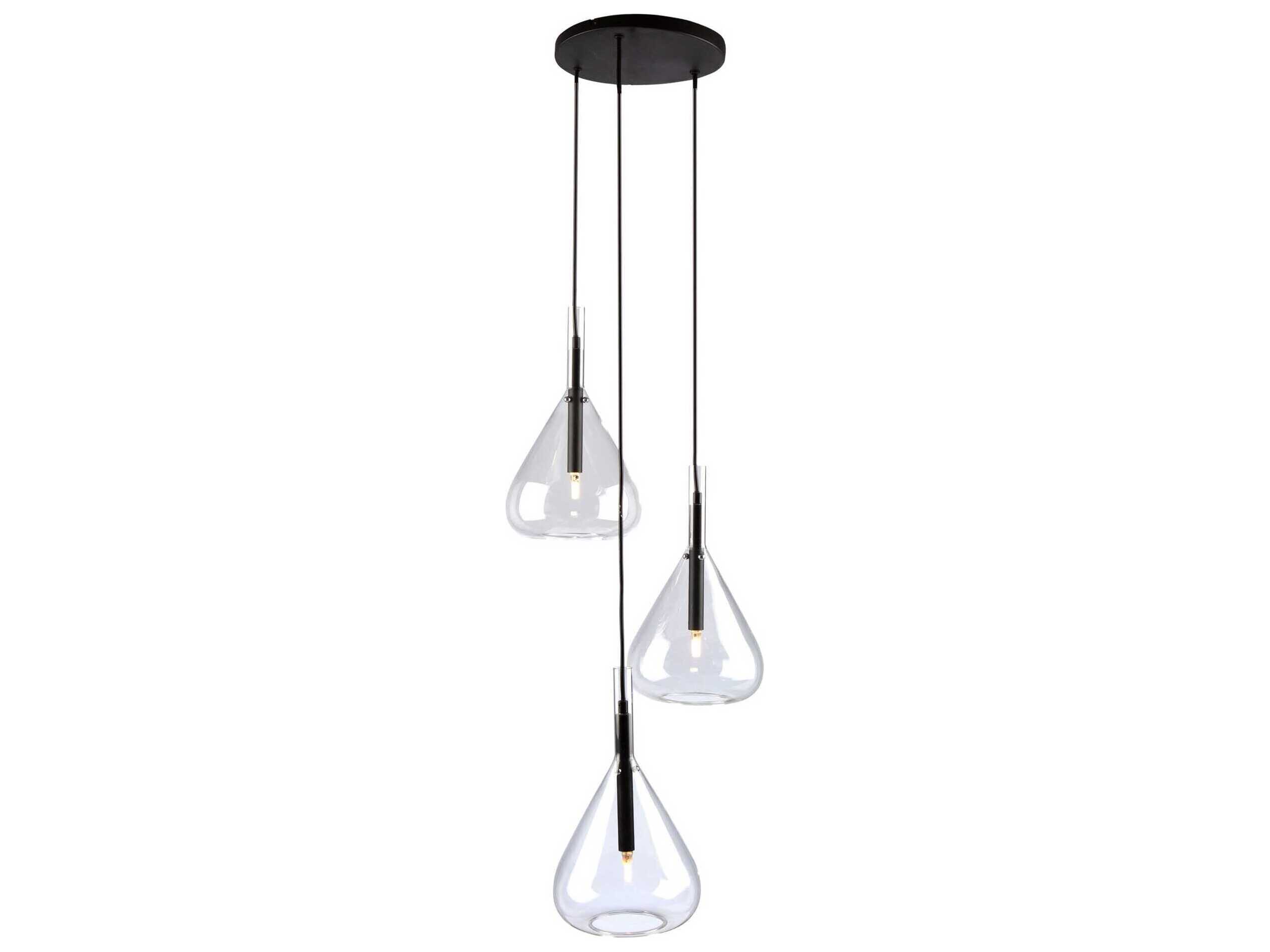 Artcraft Conic 3-Light Black Glass Pendant