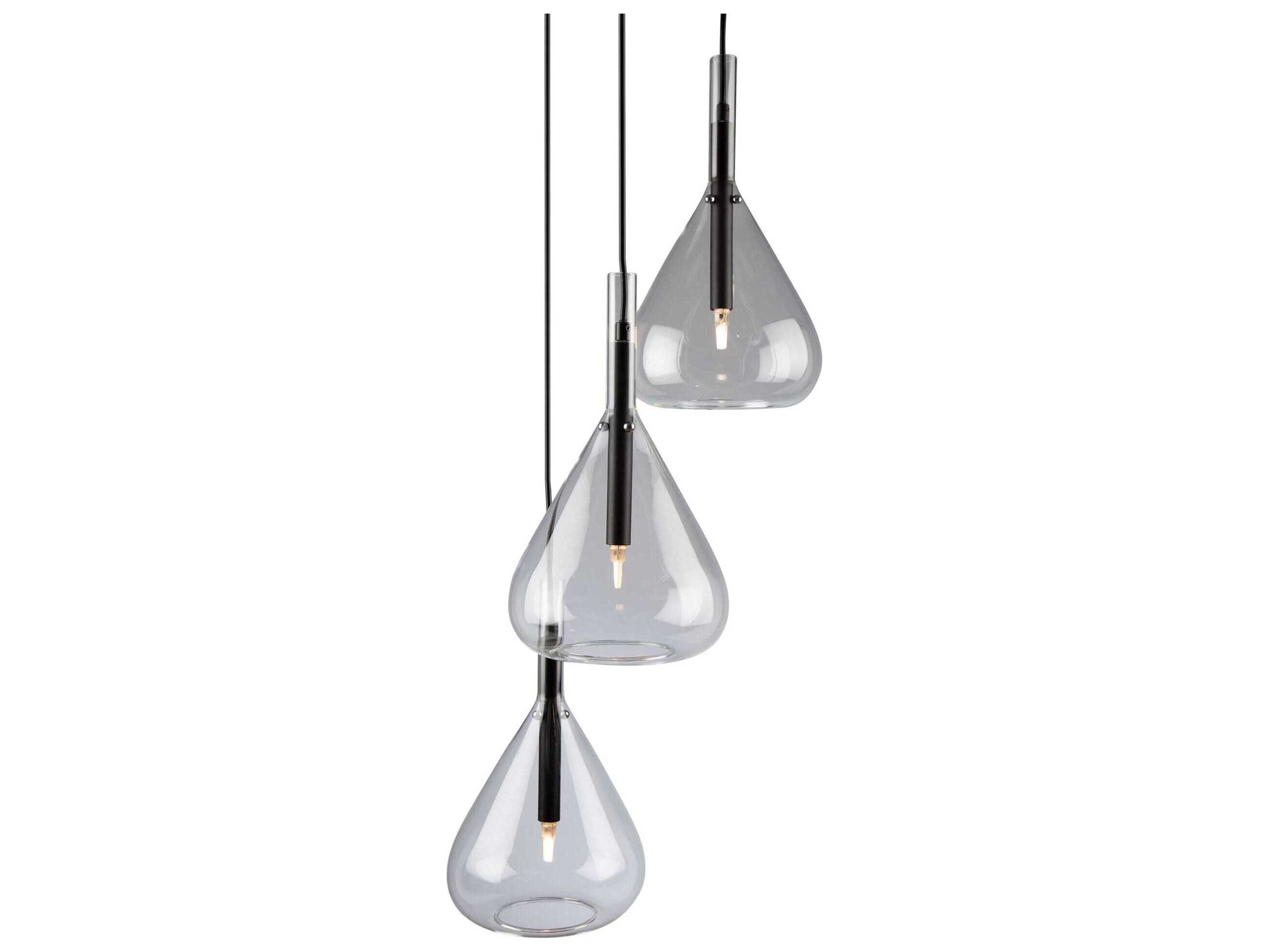 Artcraft Conic 3-Light Black Glass Pendant