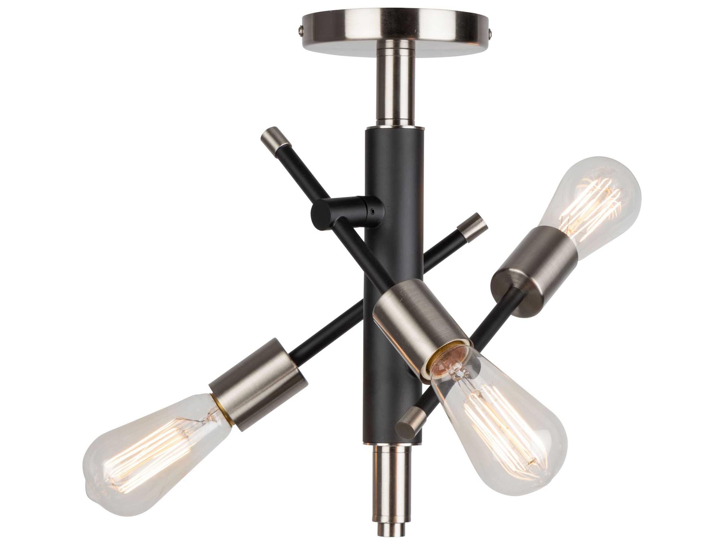 Artcraft Truro 3-Light Black Brushed Nickel LED Semi Flush Mount