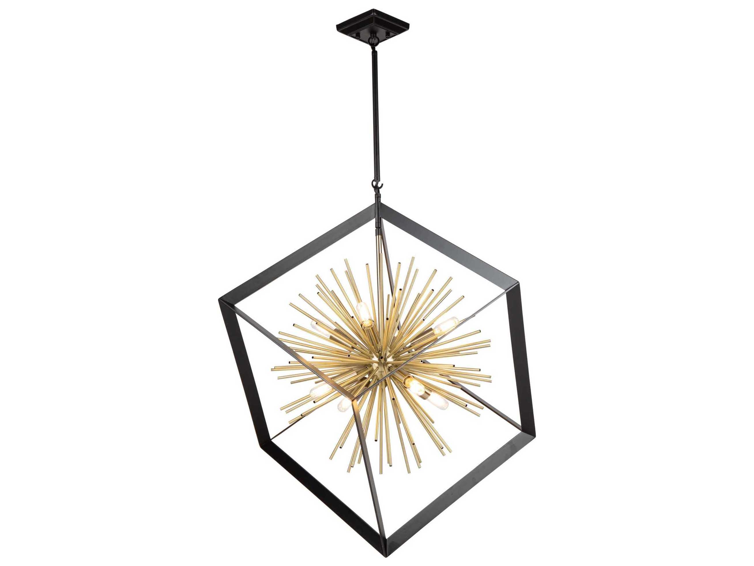 Artcraft Sunburst 8-Light Matte Black Satin Brass LED Geometric Pendant