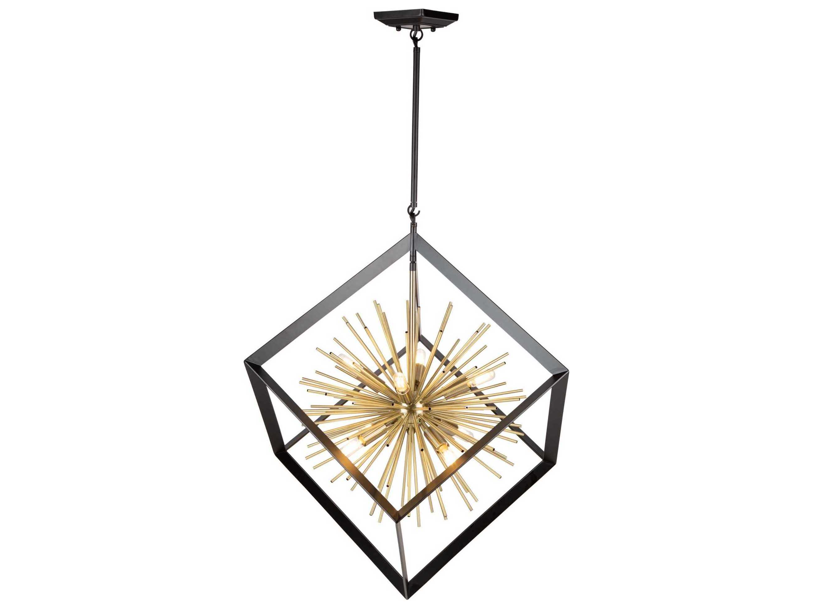 Artcraft Sunburst 8-Light Matte Black Satin Brass LED Geometric Pendant