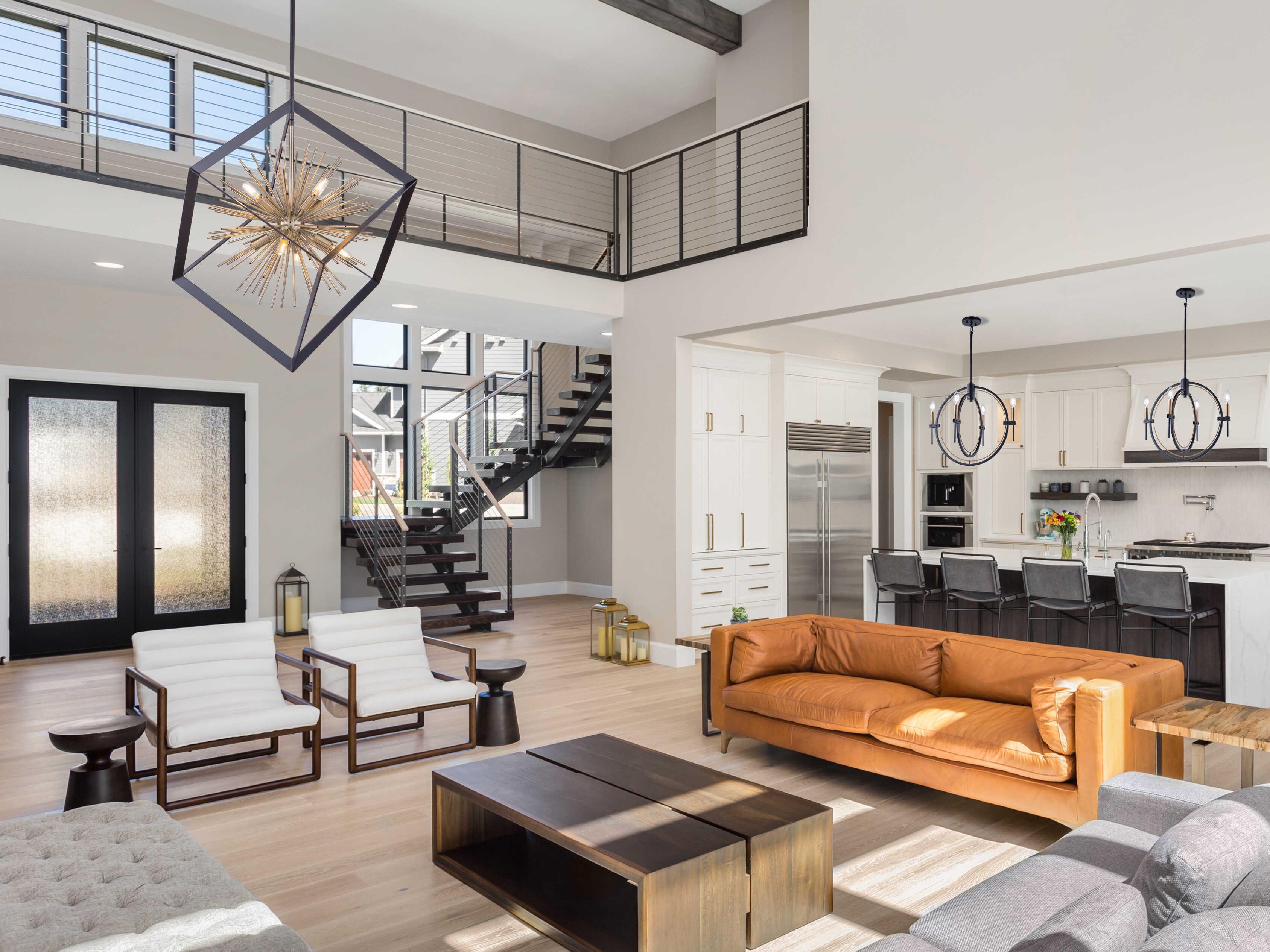 Artcraft Sunburst 12-Light Matte Black Satin Brass LED Geometric Pendant