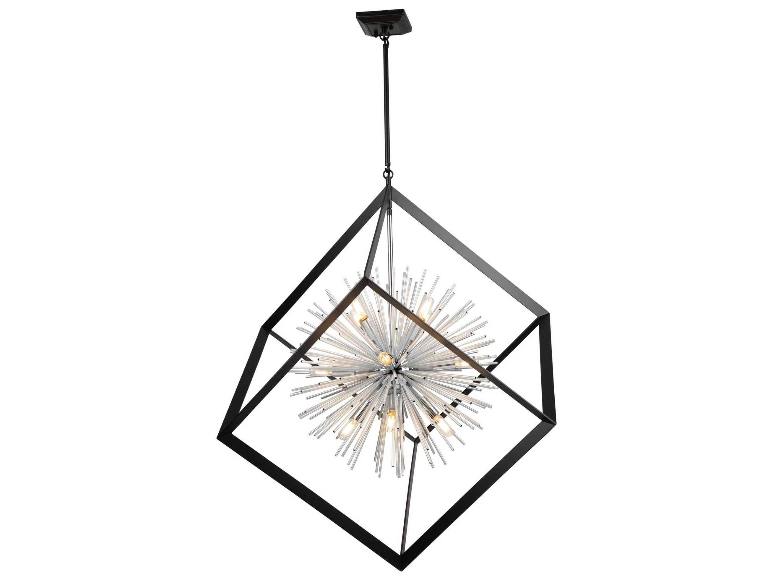 Artcraft Sunburst 12-Light Matte Black Chrome LED Geometric Pendant