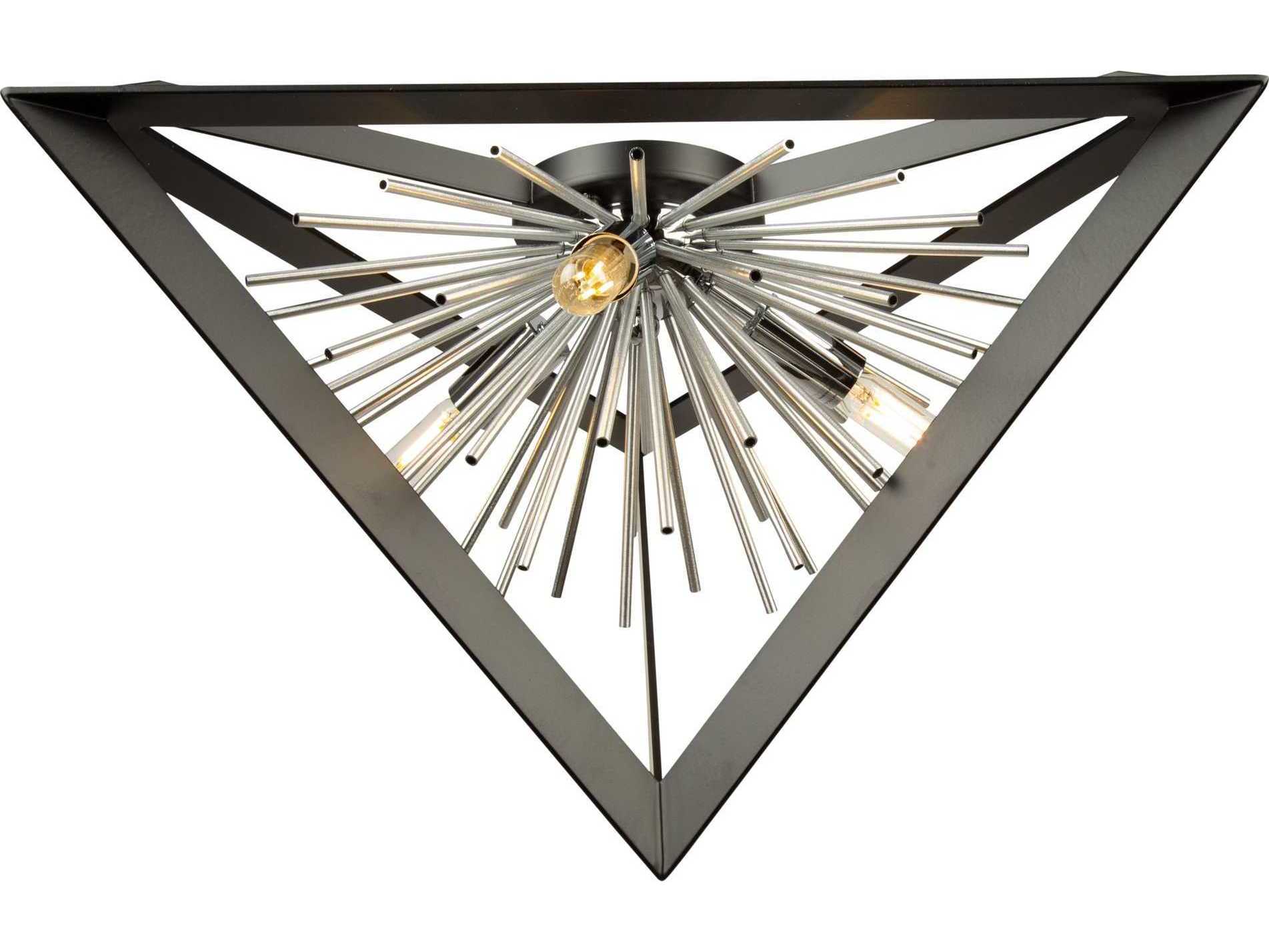 Artcraft Sunburst 3-Light Matte Black Chrome LED Geometric Flush Mount