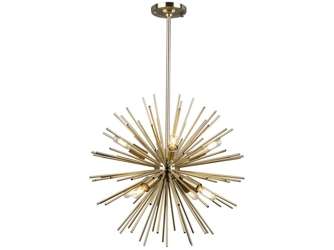 Artcraft Sunburst 8-Light Satin Brass Sputnik Pendant