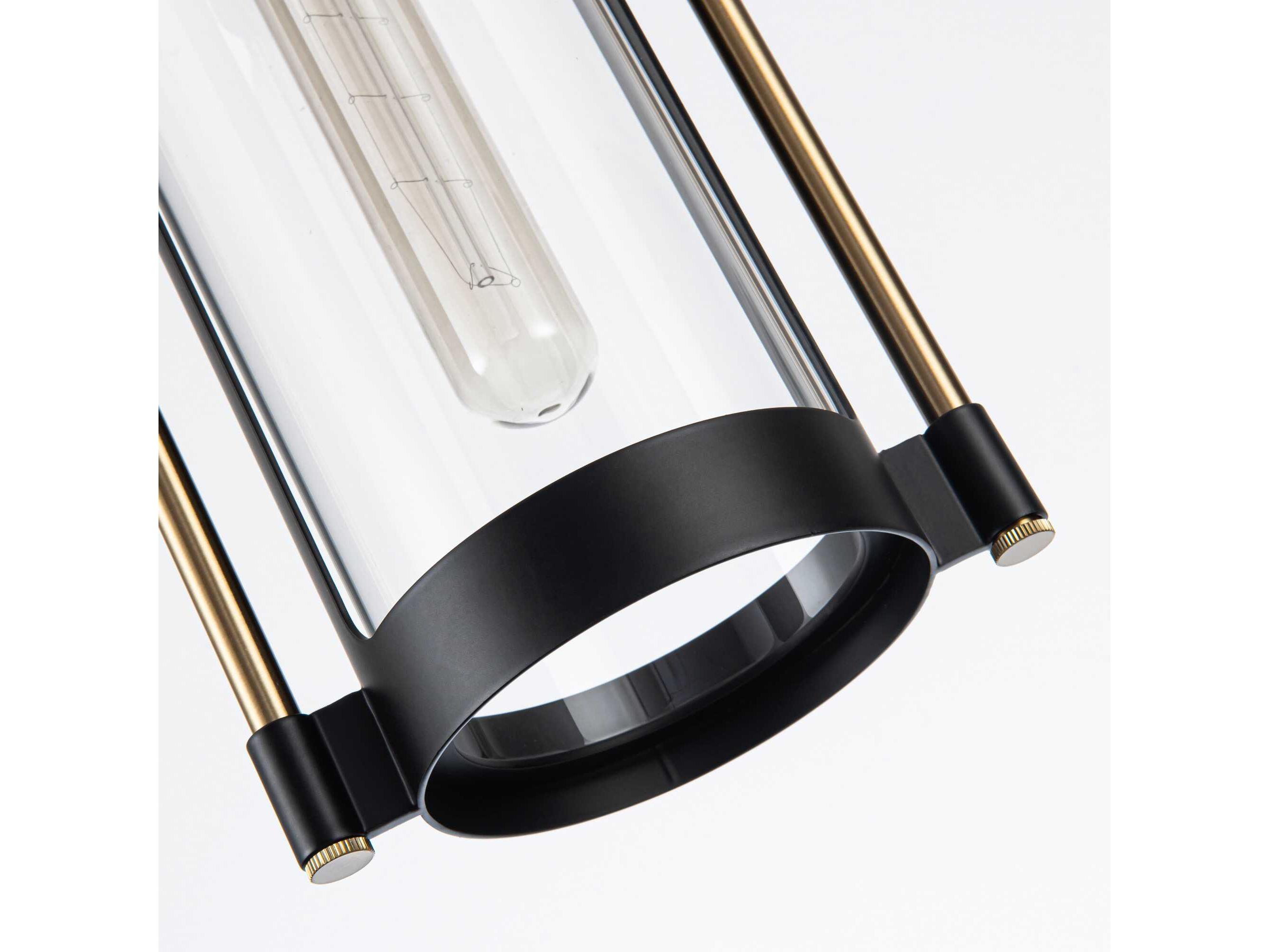 Artcraft Bonita 1-Light Black Brushed Brass Cylinder Lantern Mini Pendant