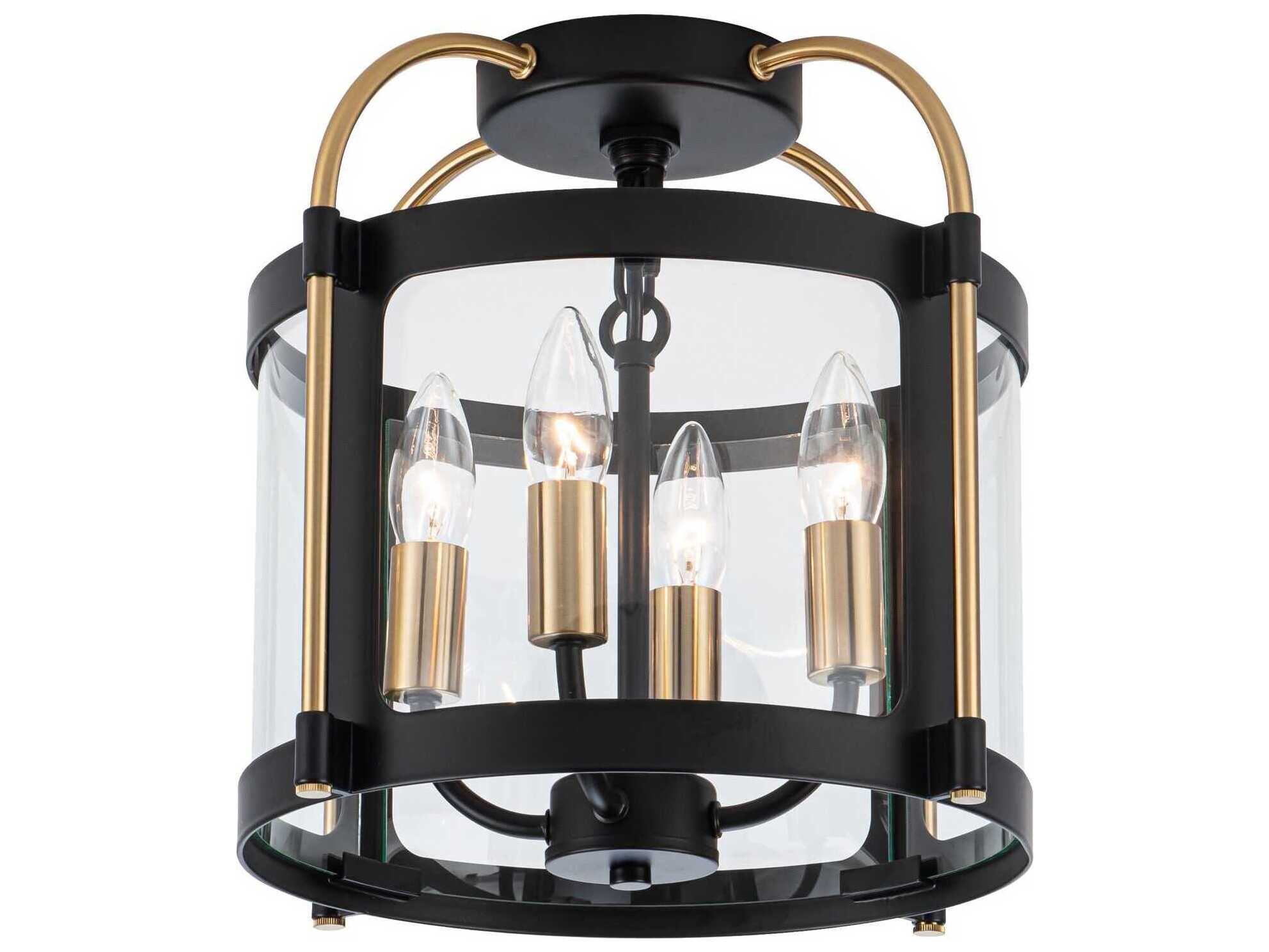 Artcraft Bonita 4-Light Black Brushed Brass Semi Flush Mount