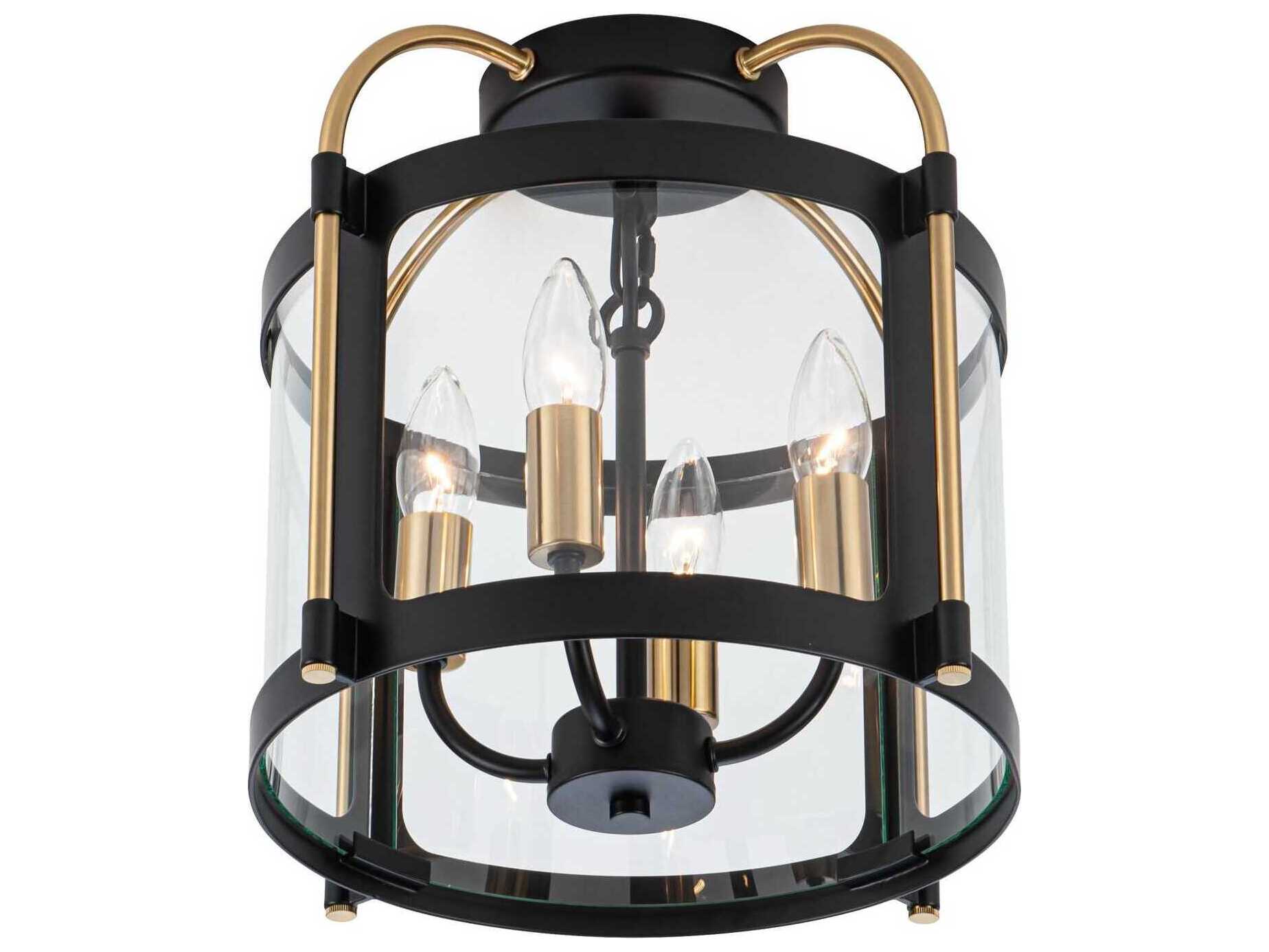 Artcraft Bonita 4-Light Black Brushed Brass Semi Flush Mount