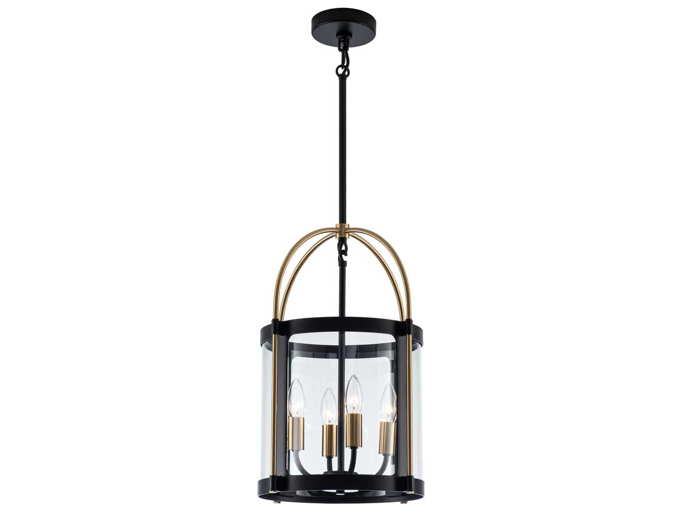 Artcraft Bonita 4-Light Black Brushed Brass Cylinder Lantern Pendant