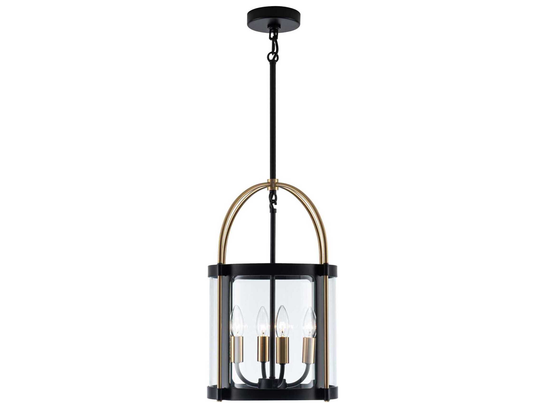 Artcraft Bonita 4-Light Black Brushed Brass Cylinder Lantern Pendant