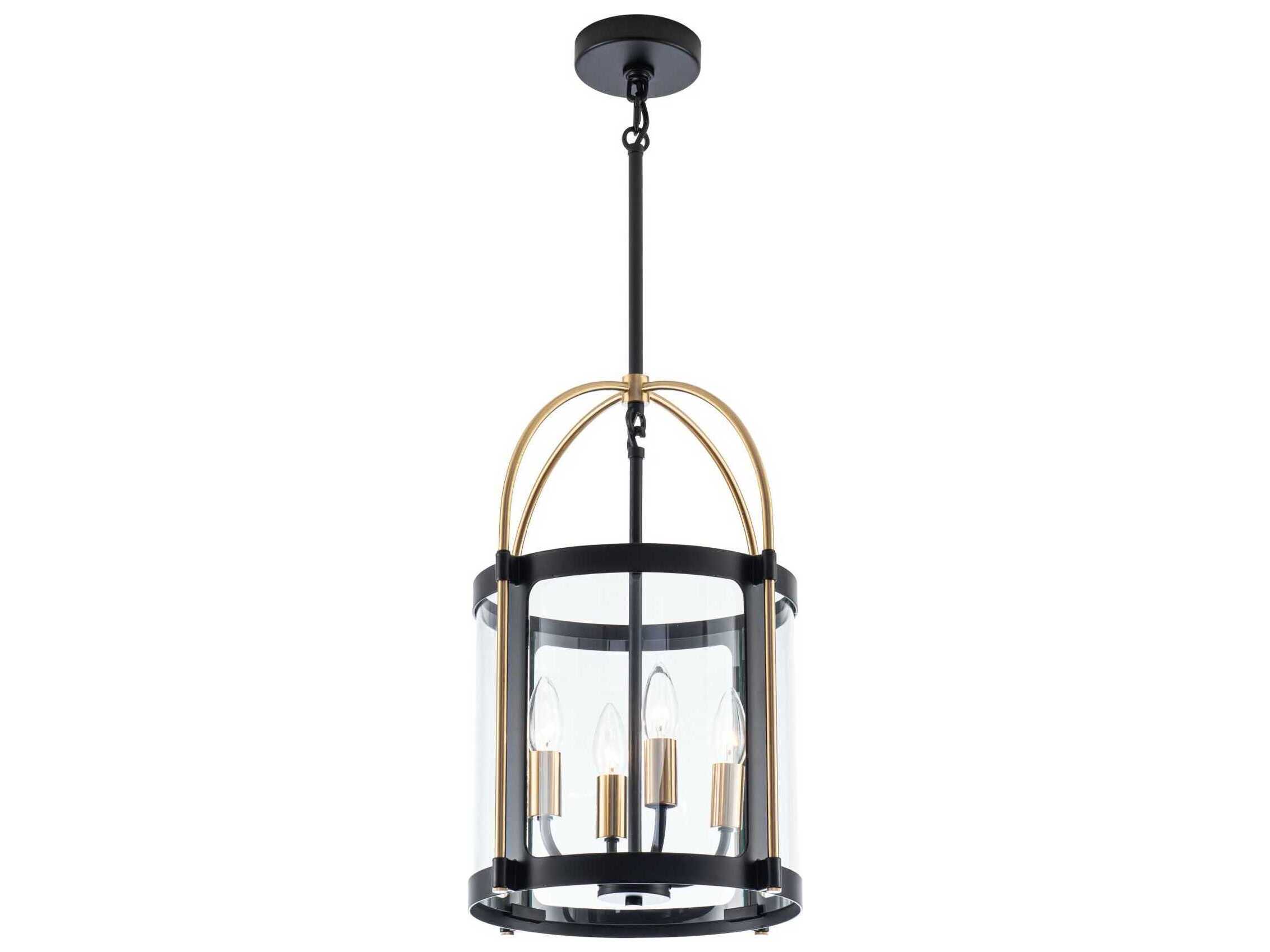 Artcraft Bonita 4-Light Black Brushed Brass Cylinder Lantern Pendant