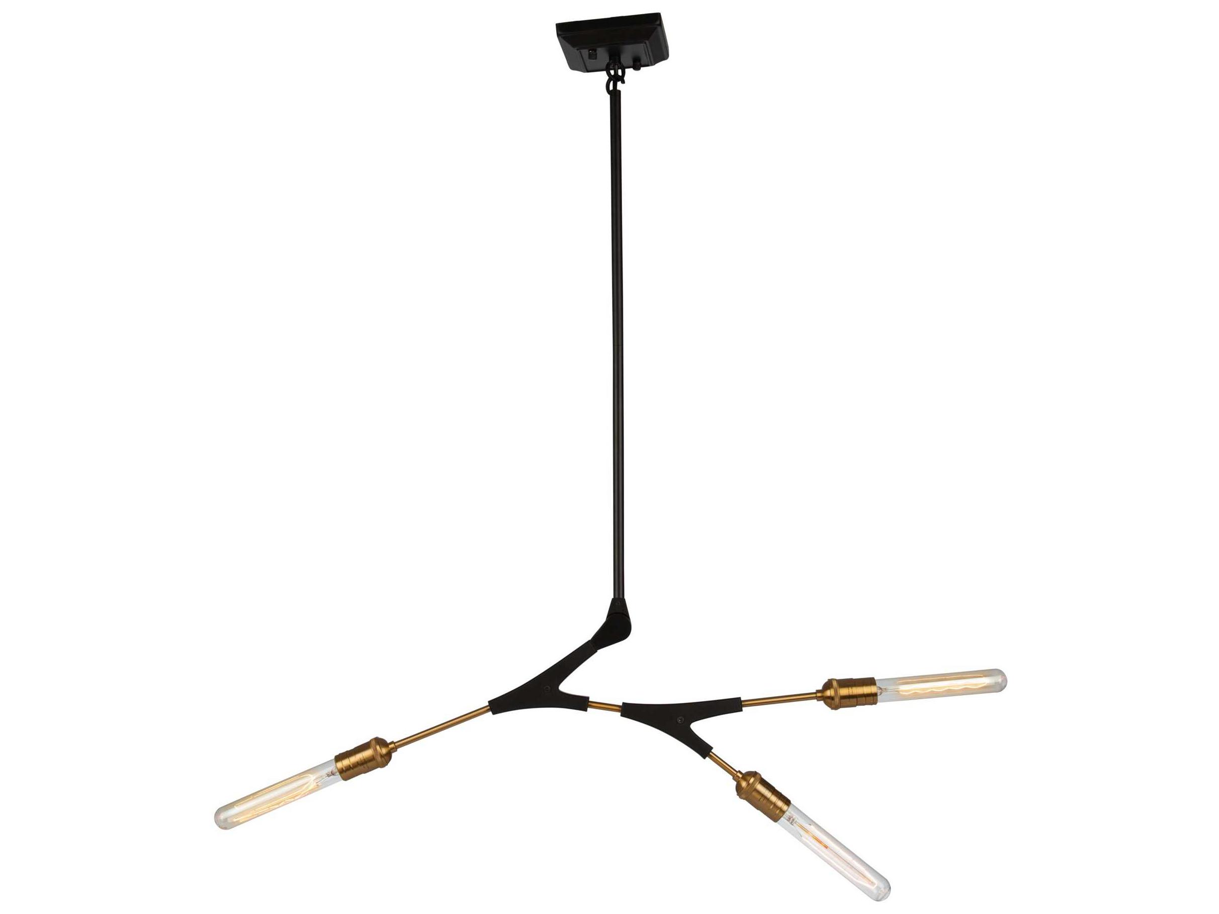 Artcraft Filiali 3-Light Black Harvest Brass LED Geometric Chandelier