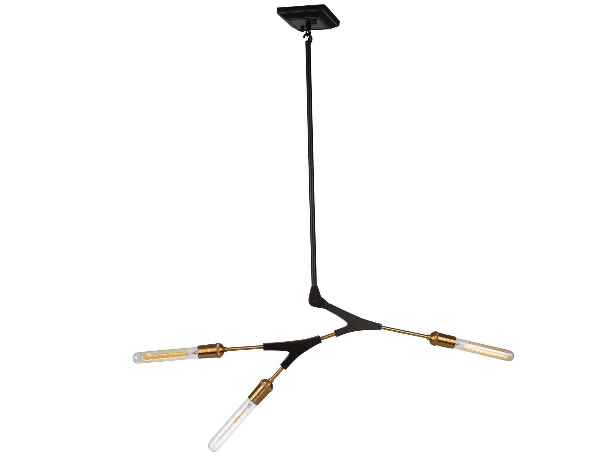 Artcraft Filiali 3-Light Black Harvest Brass LED Geometric Chandelier