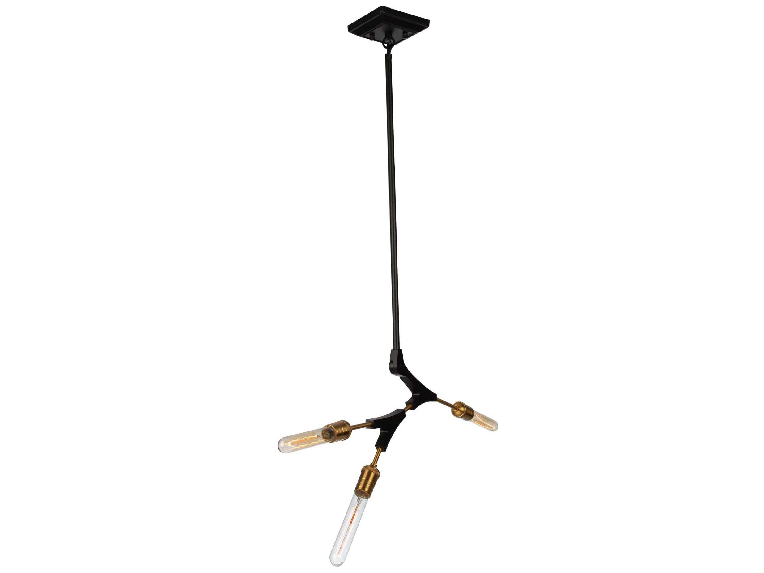 Artcraft Filiali 3-Light Black Harvest Brass LED Geometric Chandelier