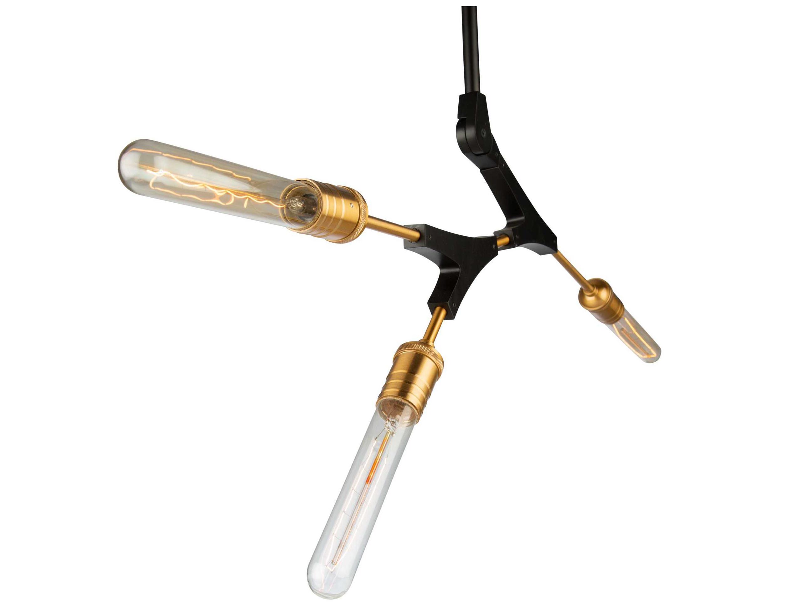 Artcraft Filiali 3-Light Black Harvest Brass LED Geometric Chandelier