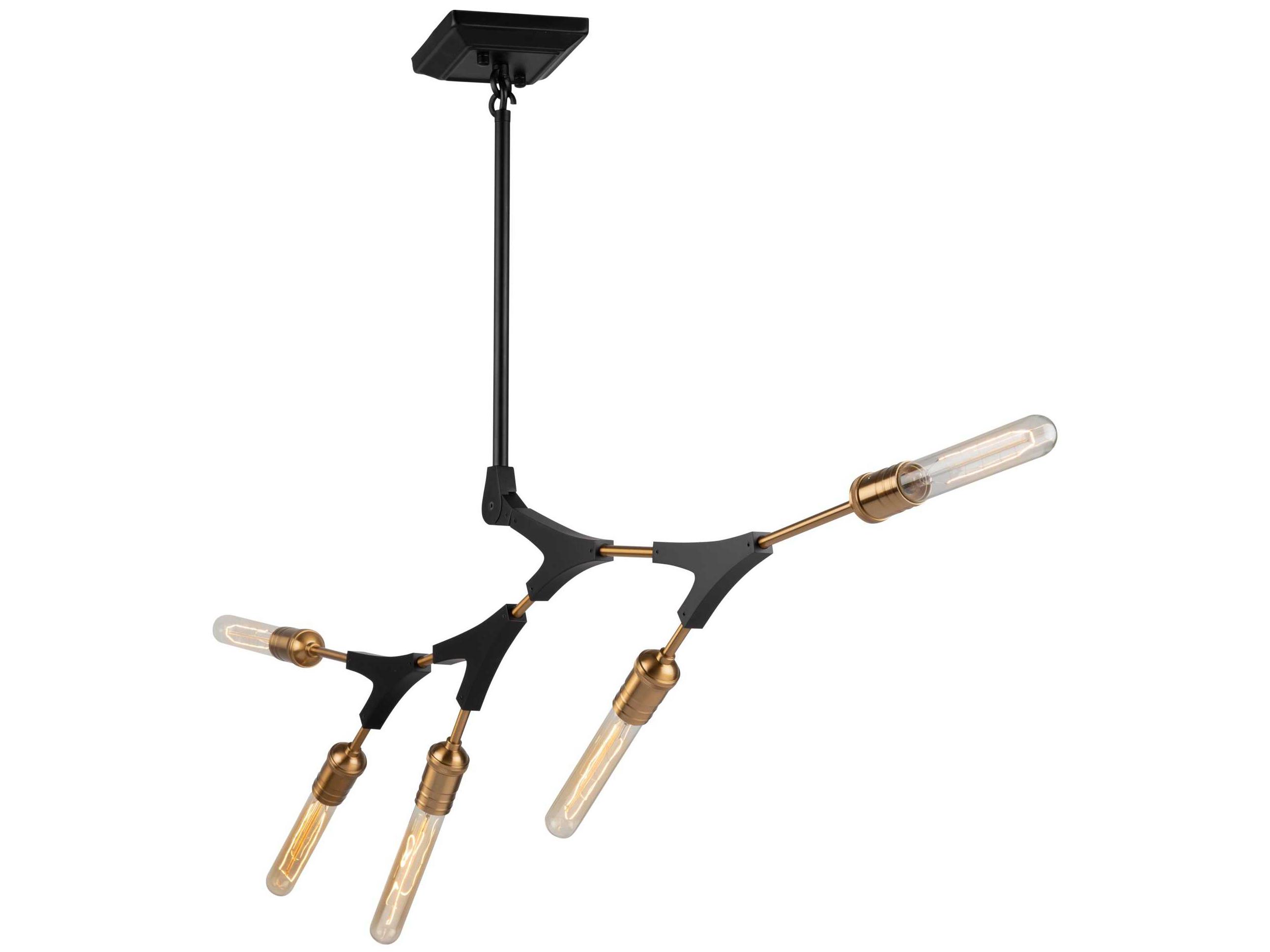 Artcraft Filiali 5-Light Black Harvest Brass LED Geometric Chandelier