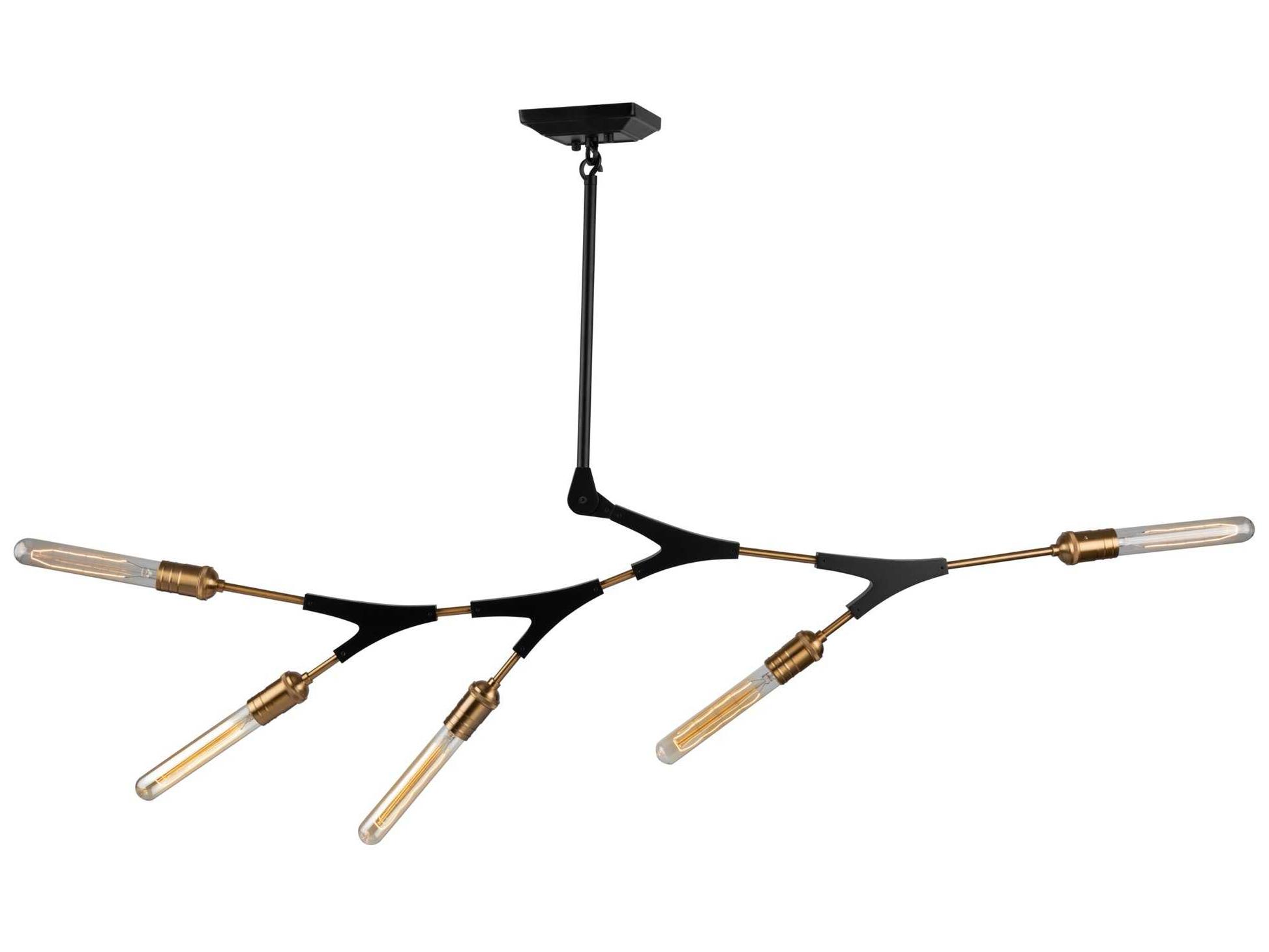 Artcraft Filiali 5-Light Black Harvest Brass LED Geometric Chandelier