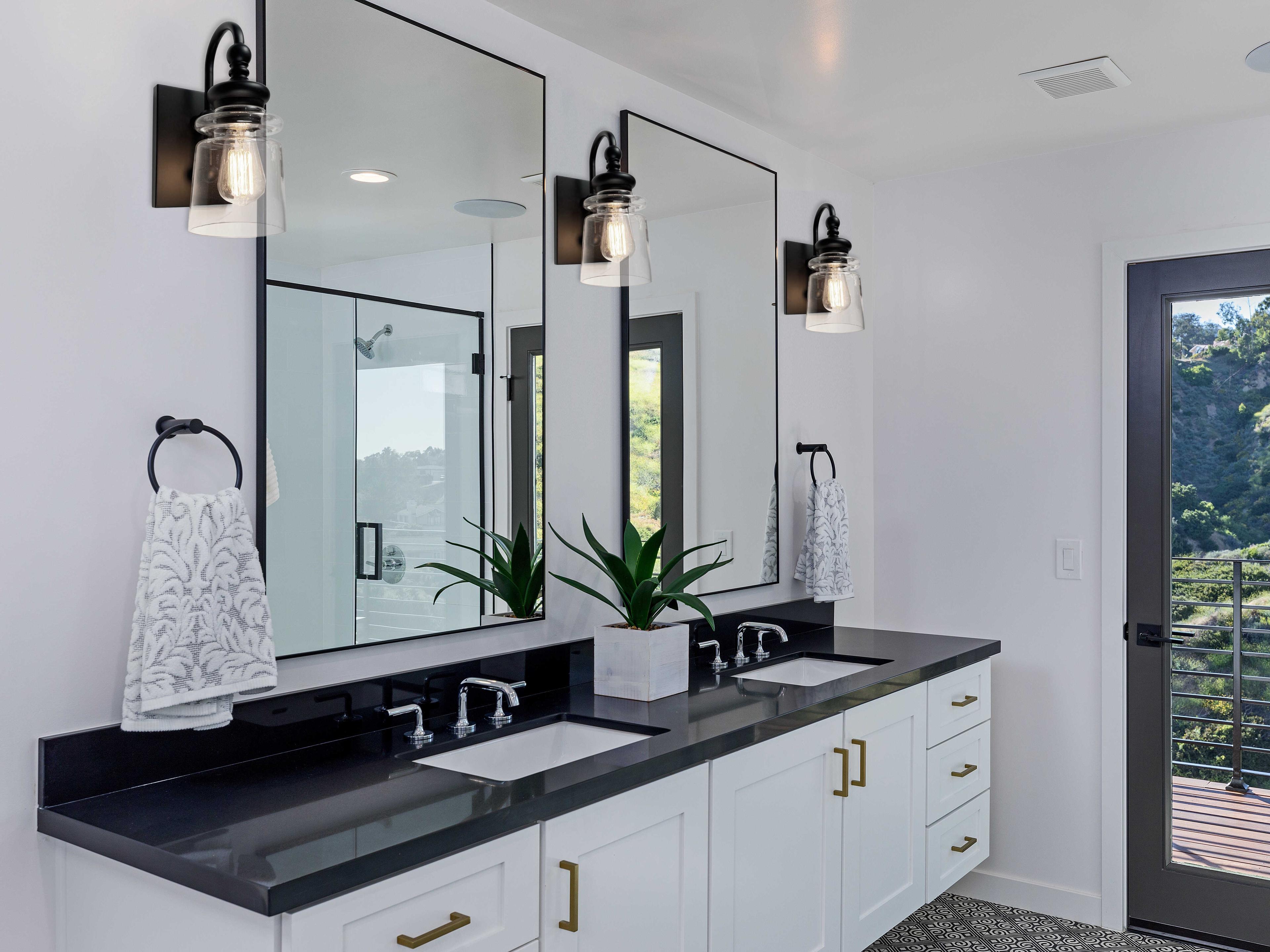 Artcraft Castara 1-Light Black Brass Glass LED Wall Sconce