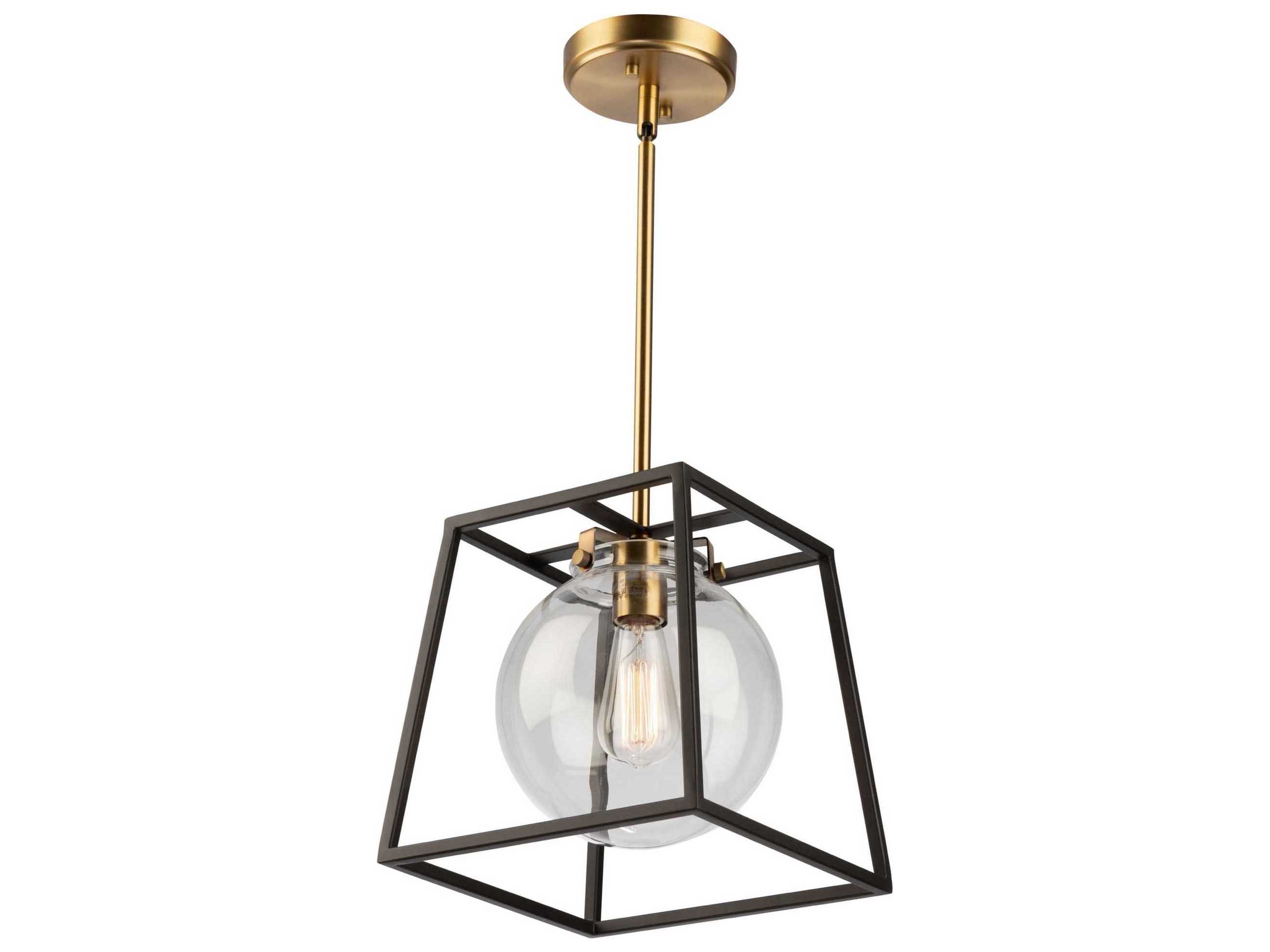Artcraft Bridgetown 1-Light Black Harvest Brass LED Globe Geometric Mini Pendant