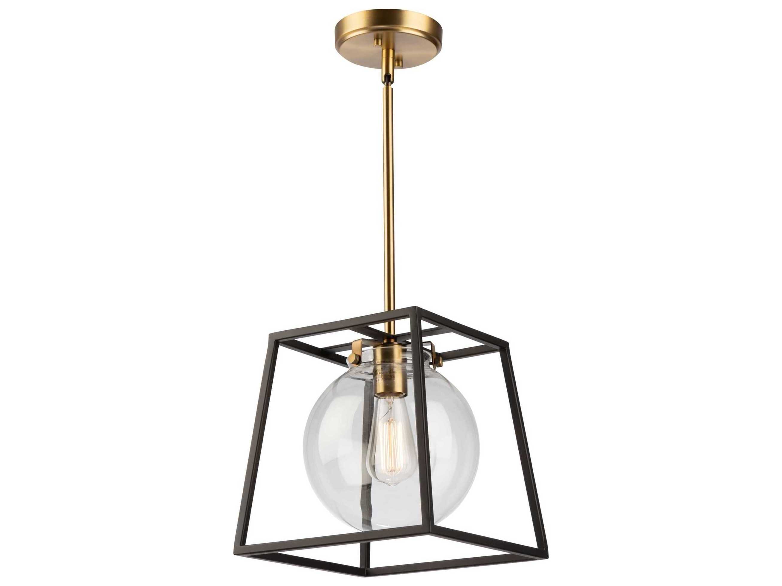 Artcraft Bridgetown 1-Light Black Harvest Brass LED Globe Geometric Mini Pendant
