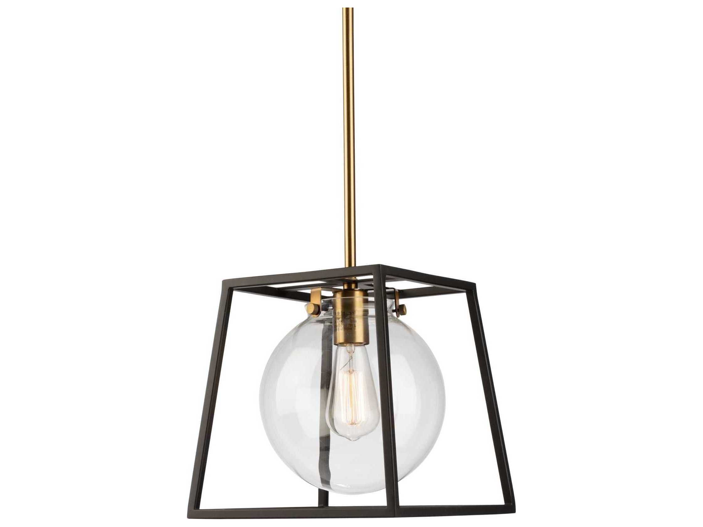 Artcraft Bridgetown 1-Light Black Harvest Brass LED Globe Geometric Mini Pendant