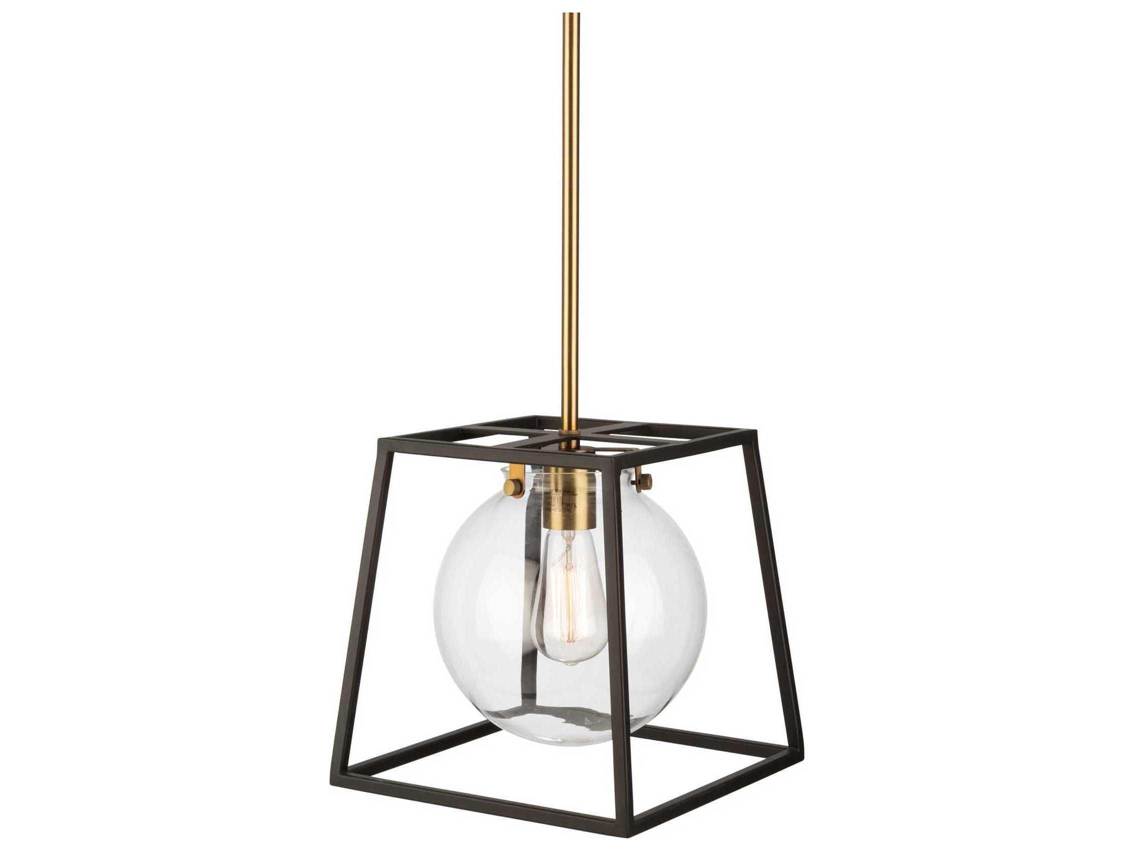 Artcraft Bridgetown 1-Light Black Harvest Brass LED Globe Geometric Mini Pendant