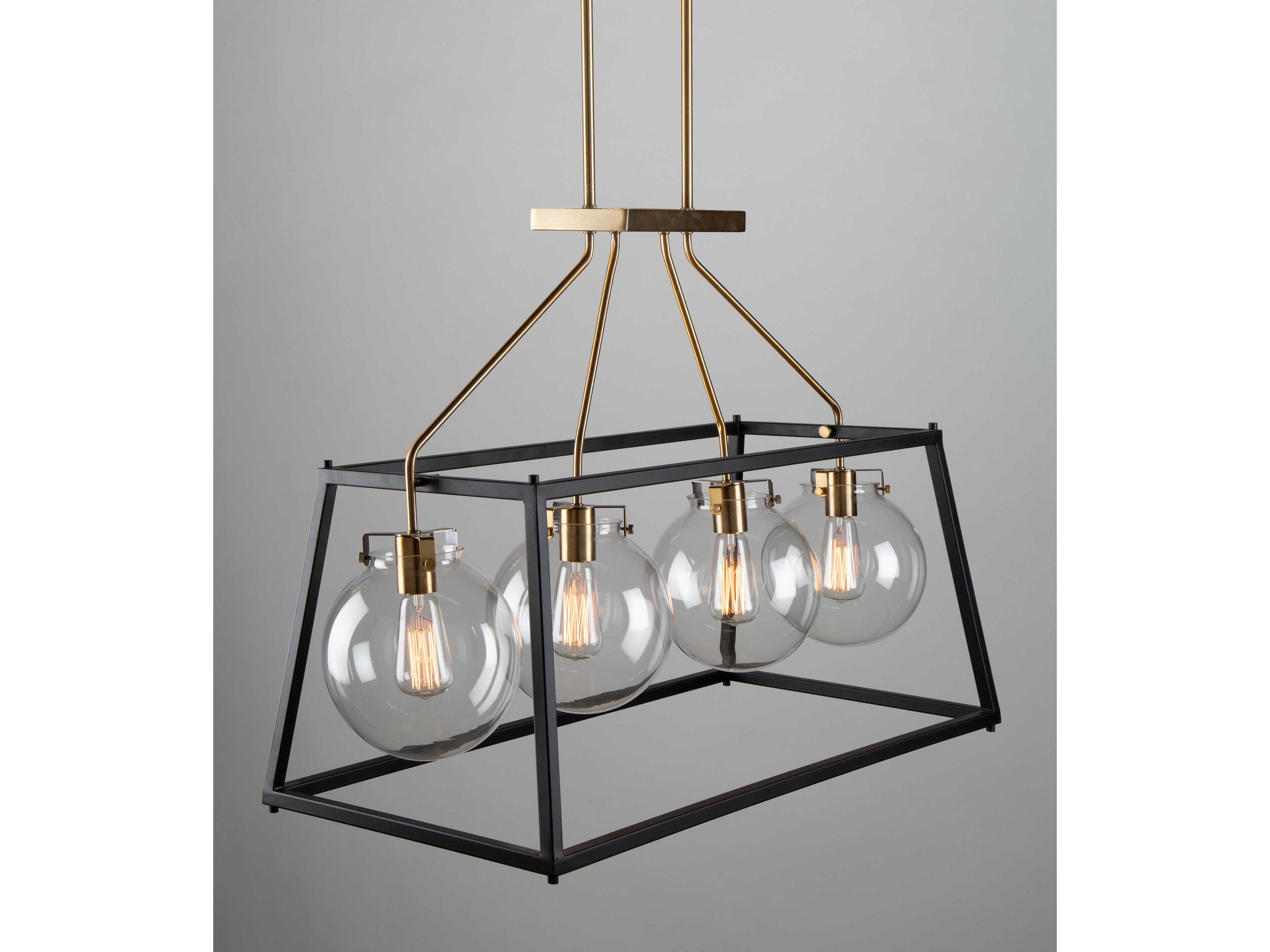 Artcraft Bridgetown 4-Light Black Harvest Brass LED Globe Geometric Island Pendant
