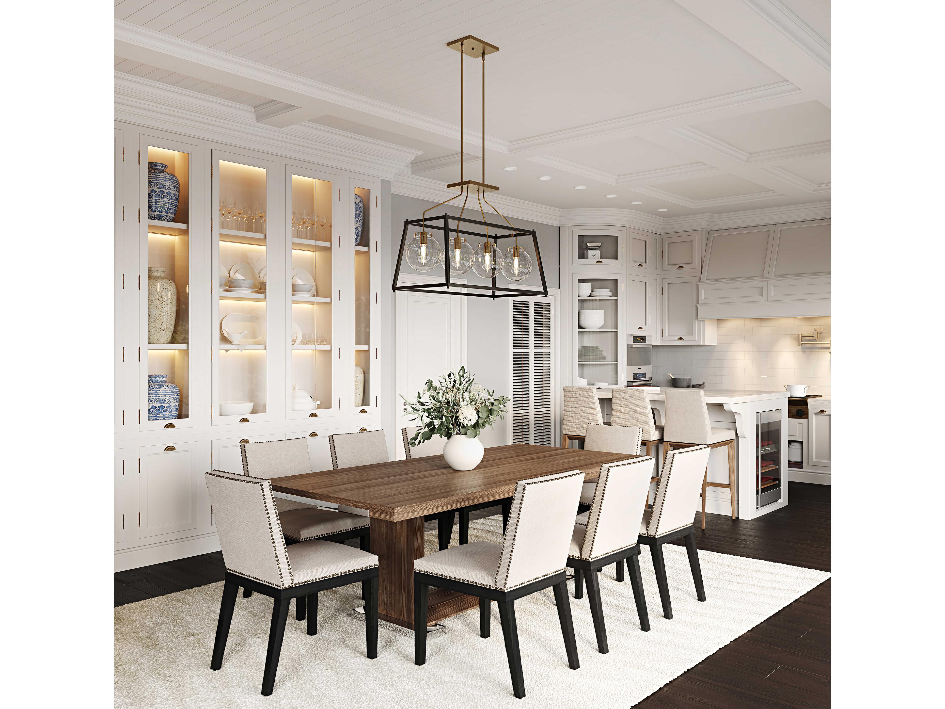 Artcraft Bridgetown 4-Light Black Harvest Brass LED Globe Geometric Island Pendant