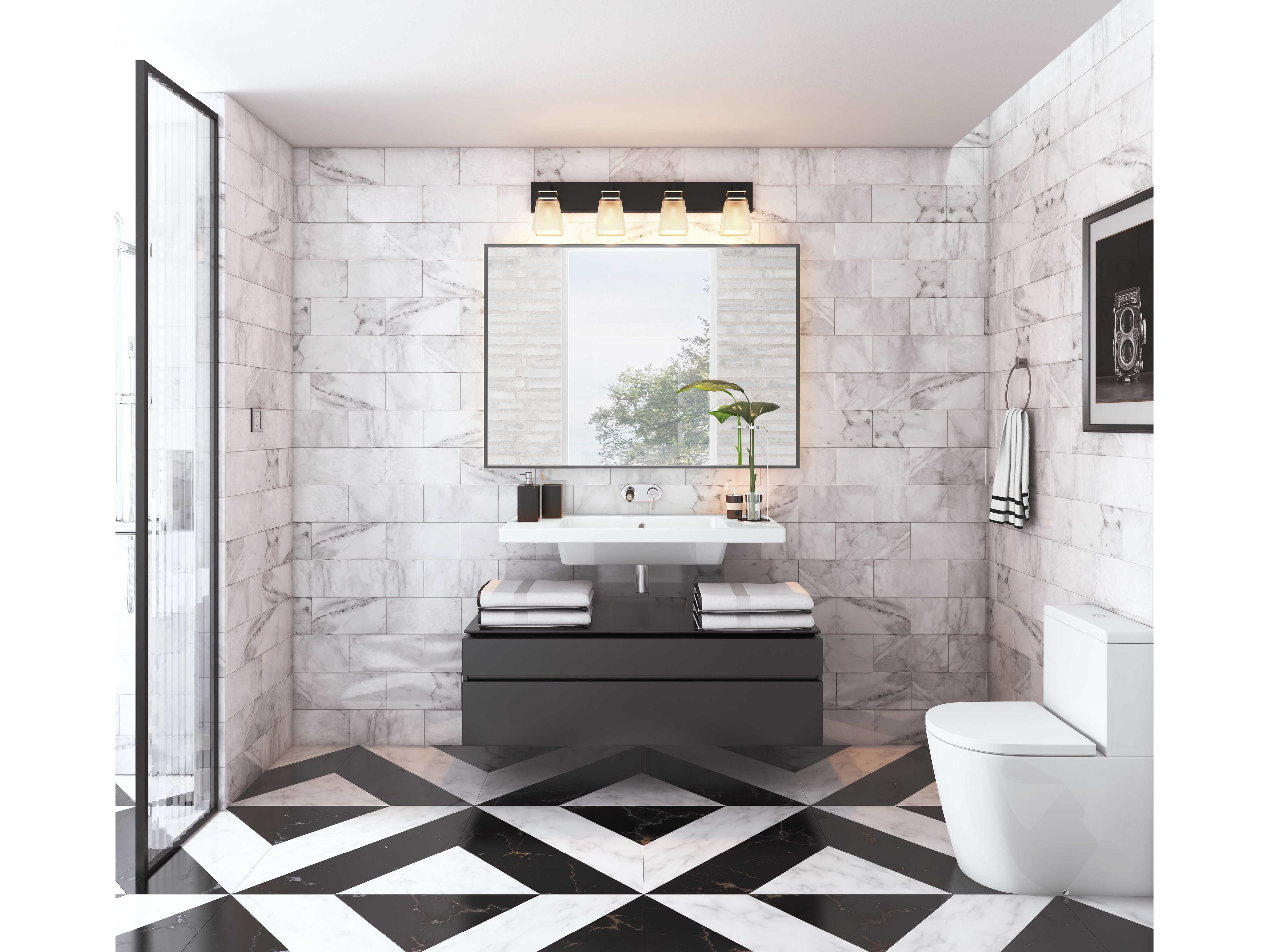 Artcraft Eastwood 4-Light Black Brushed Nickel Glass LED Vanity Light